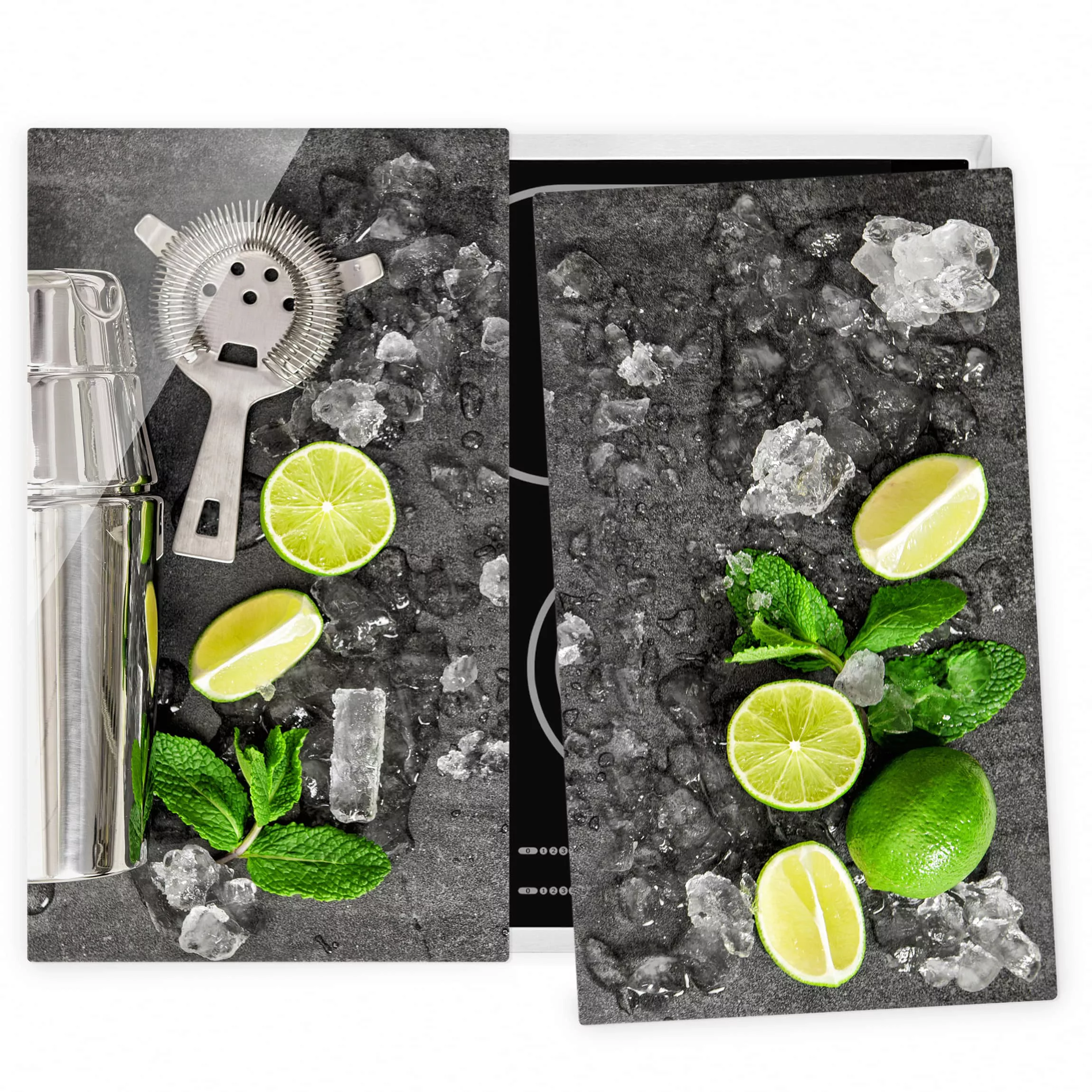 2-teilige Herdabdeckplatte Glas Kulinarisch Mojito Mixgetränk günstig online kaufen