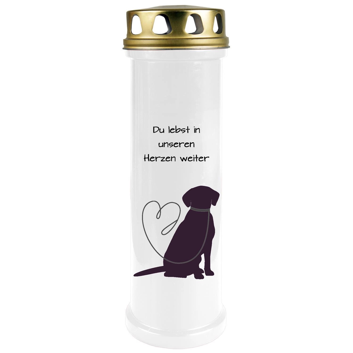 HS Candle Grabkerze Weiß 100h Deckel Gold Labrador 1 günstig online kaufen