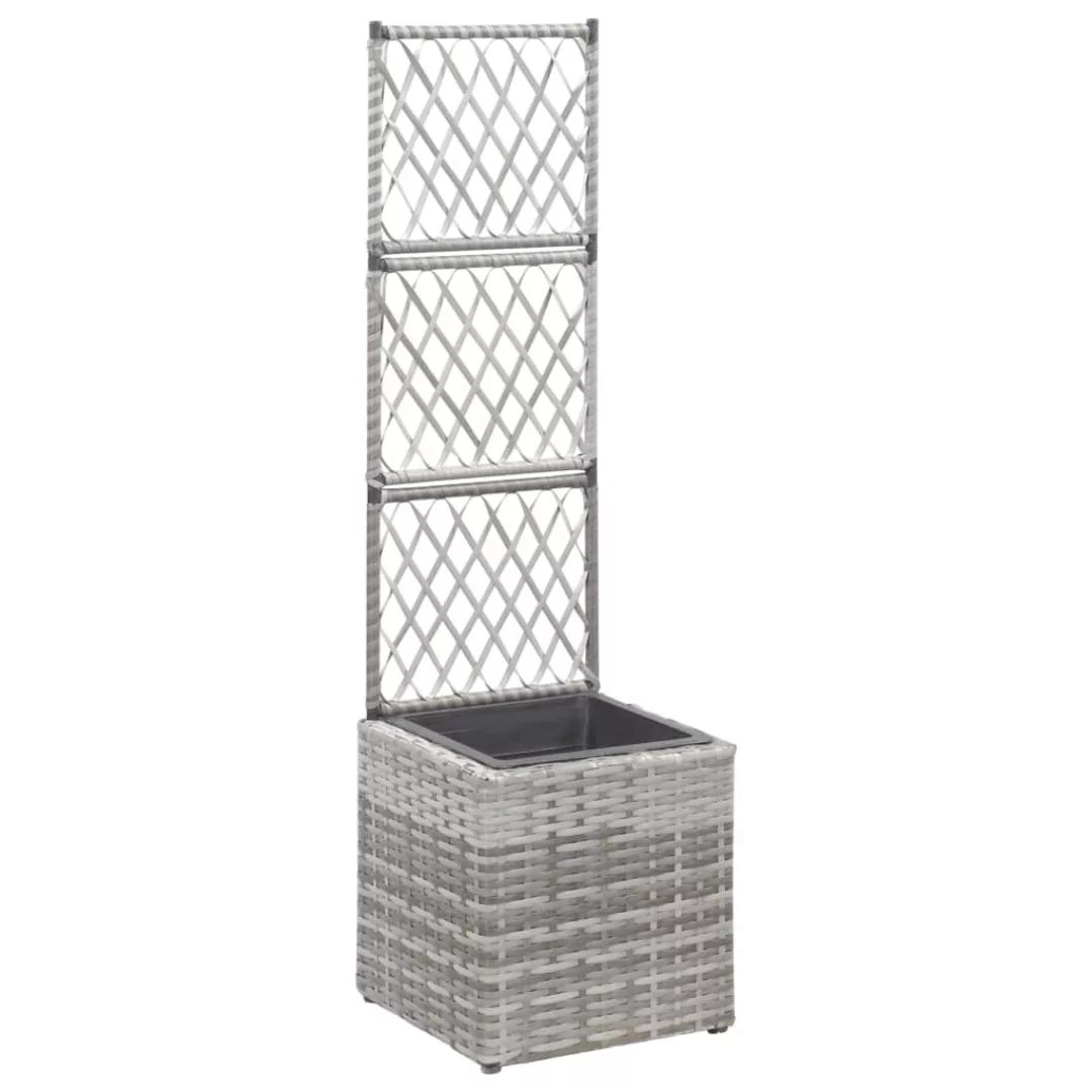 Hochbeet Mit Rankgitter 1 Topf 30x30x107 Cm Poly Rattan Grau günstig online kaufen