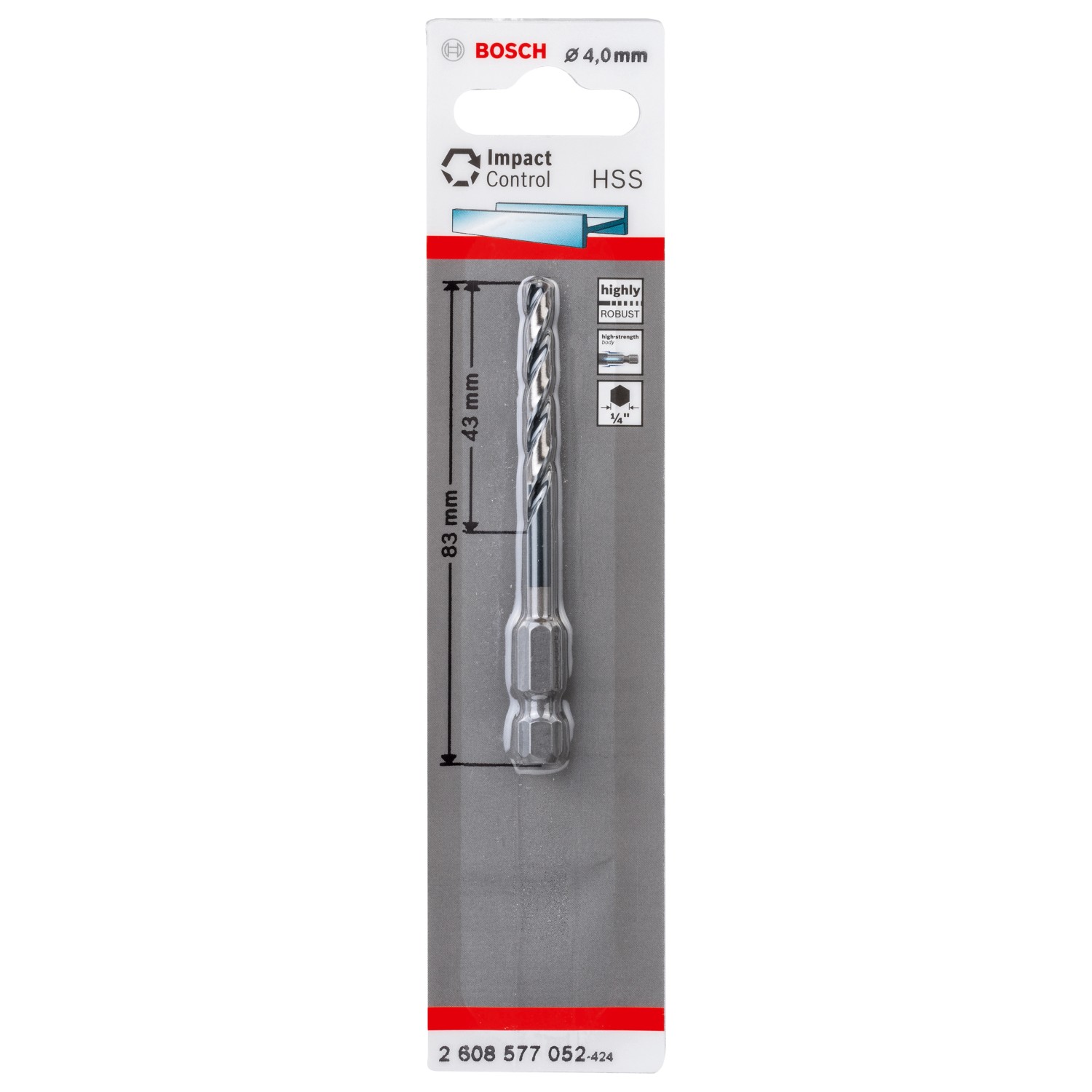 Bosch HSS-Spiralbohrer Impact Control 4 mm x 83 mm x 43 mm günstig online kaufen