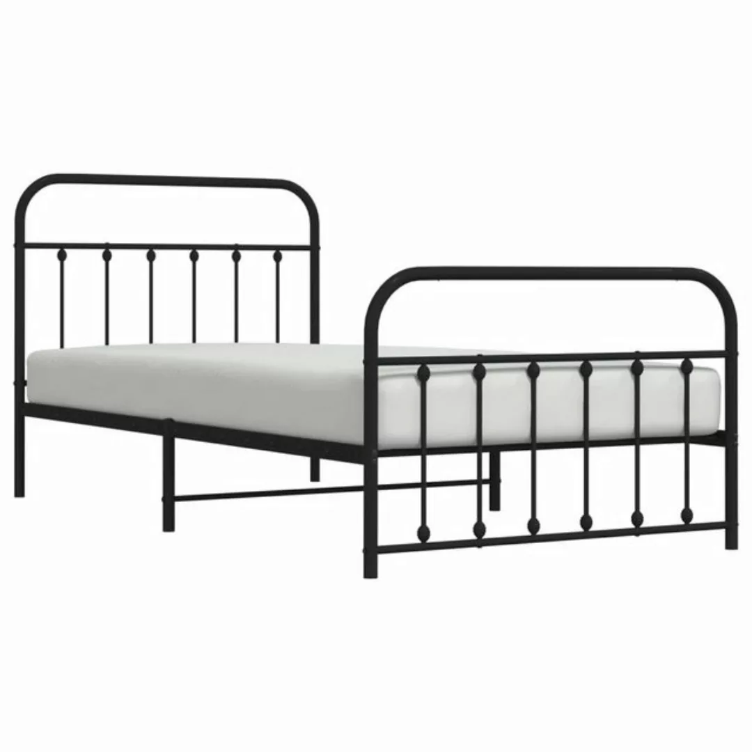 furnicato Bettgestell mit Kopf- und Fußteil Metall Schwarz 107x203 cm (1-tl günstig online kaufen