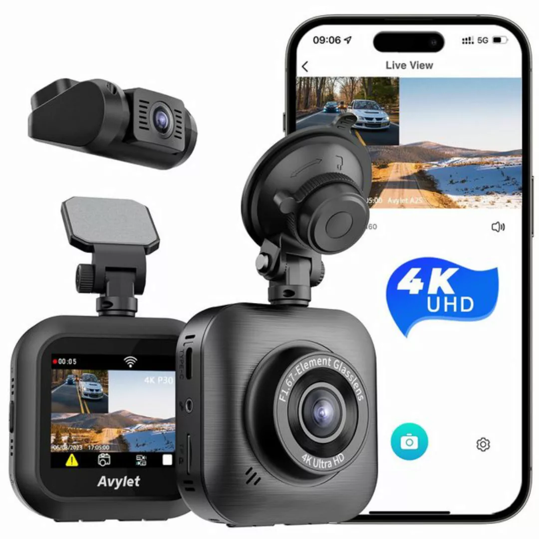 Avylet Dashcam Auto mit Vorne Hinten 4K/1080P, HD Autokamera Dashcam Dashca günstig online kaufen
