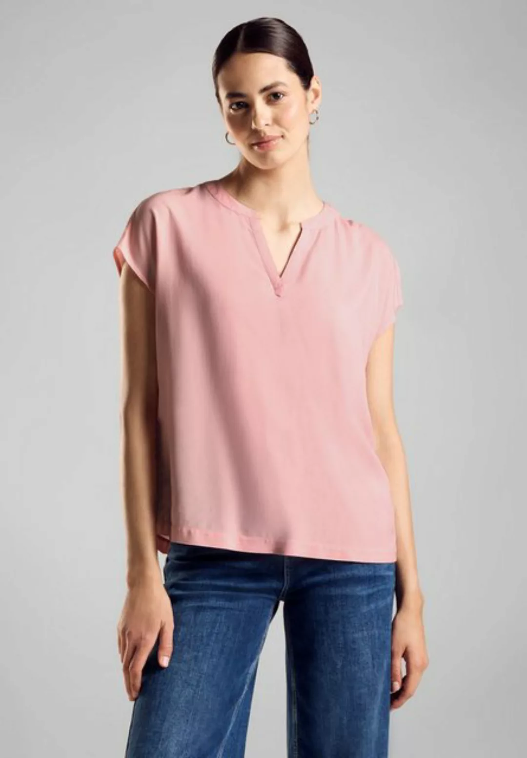 STREET ONE Kurzarmbluse - Bluse - feminines Shirt - Basic Blusenshirt günstig online kaufen