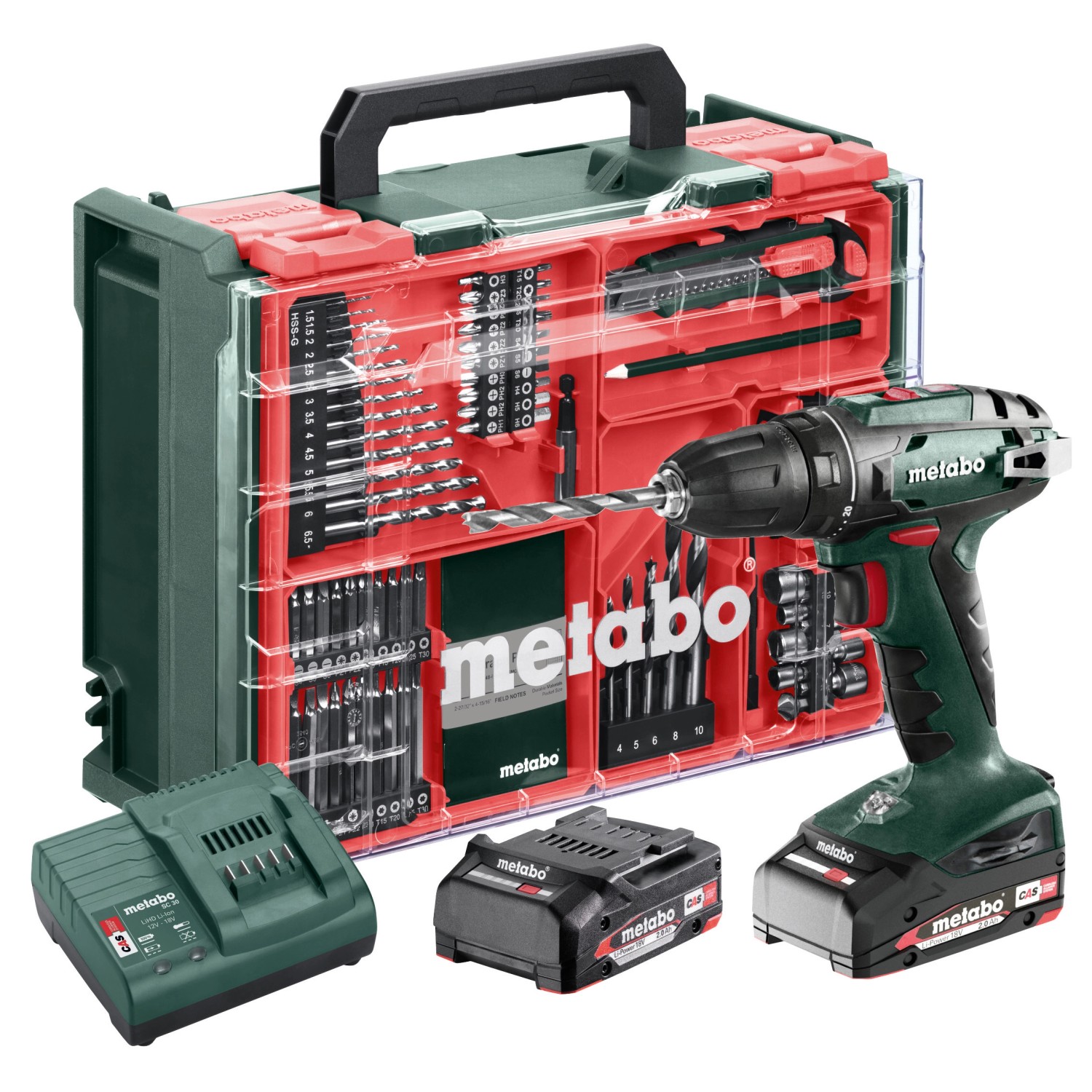 Metabo Akku-Bohrschrauber Set BS 18 inkl. 2 Akkus, Ladegerät, Zubehör 74-te günstig online kaufen