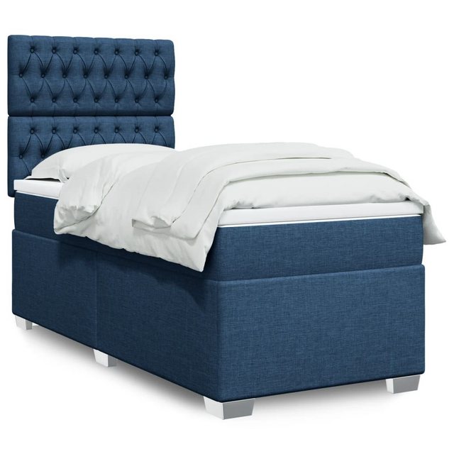 furnicato Bettgestell Boxspringbett mit Matratze Blau 90x190 cm Stoff günstig online kaufen