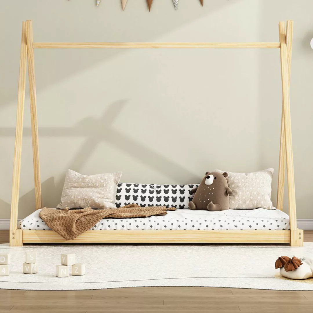 TavilaEcon Kinderbett Einzelbett Flachbett Holzbett Zelt-Modellierbett, 90x günstig online kaufen