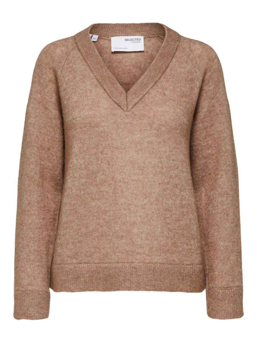 SELECTED V-ausschnitt Pullover Damen Beige günstig online kaufen