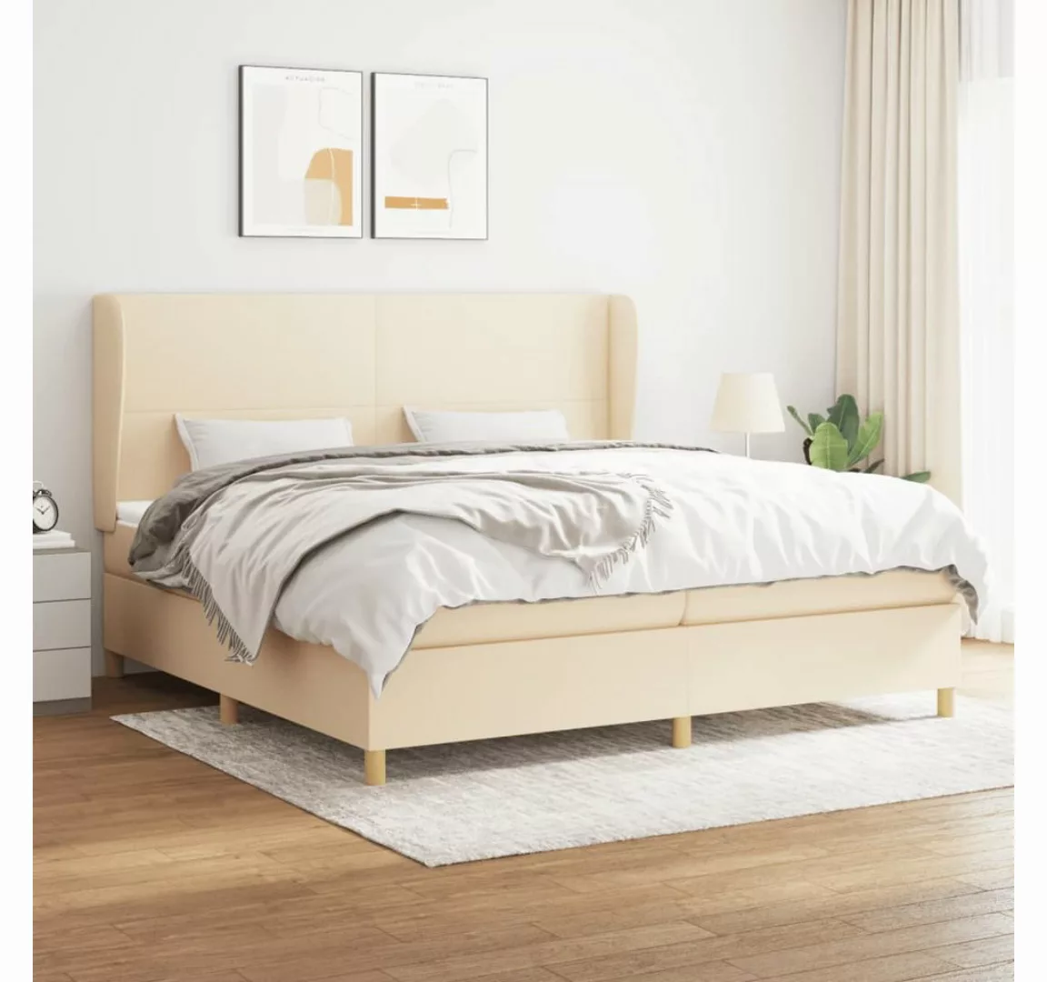 vidaXL Boxspringbett Boxspringbett mit Matratze Creme 200x200 cm Stoff Bett günstig online kaufen