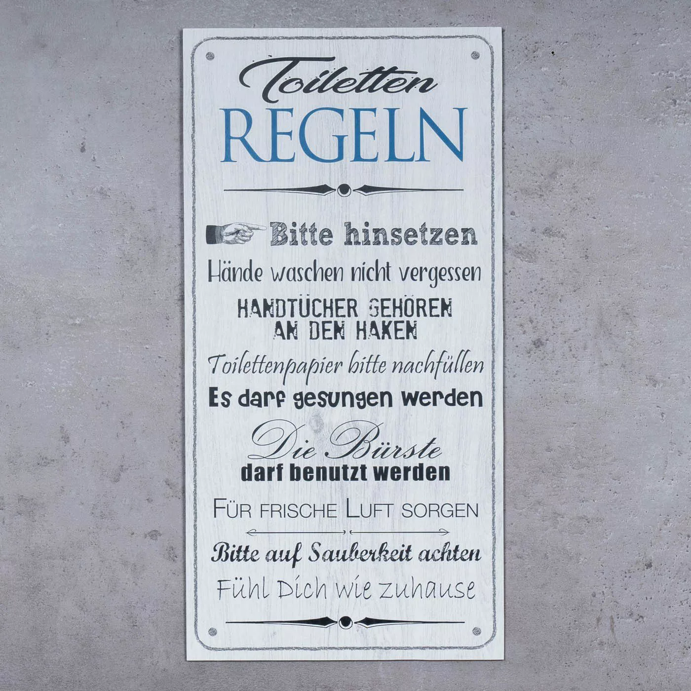 Levandeo® Wandbild, Wandbild 20x40cm Toilettenregeln Bad günstig online kaufen