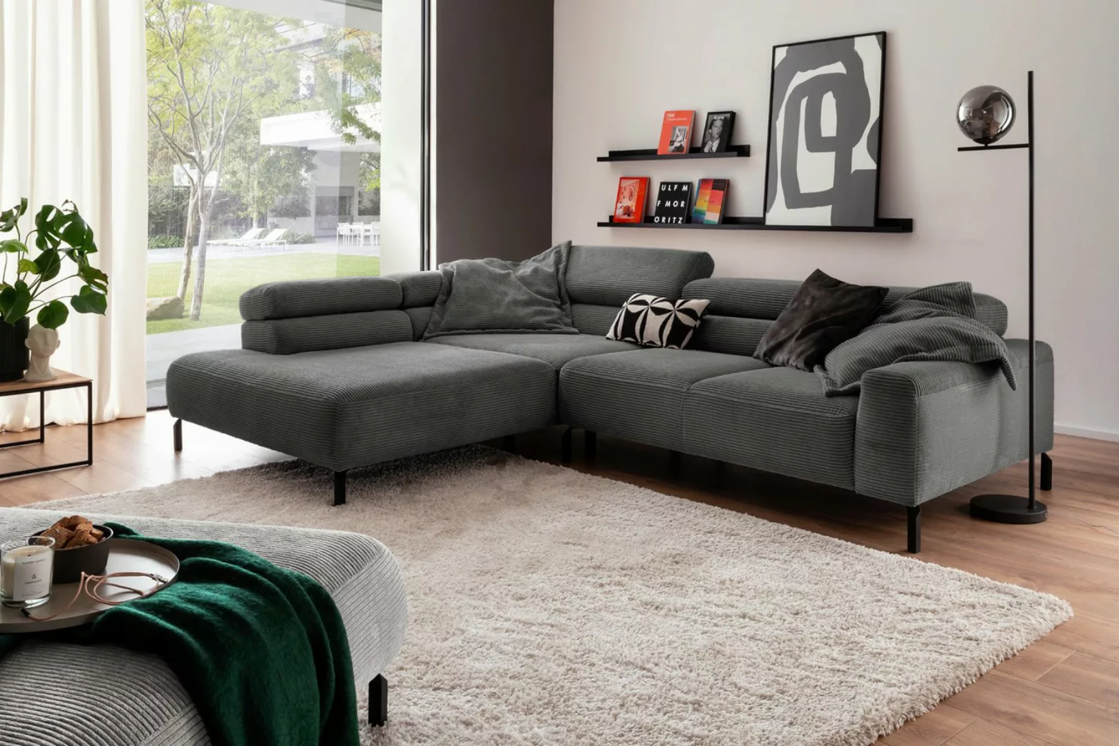 KAWOLA Ecksofa DELIA, Sofa Cord, mit od. ohne Sitzvorzug, versch. Farben günstig online kaufen