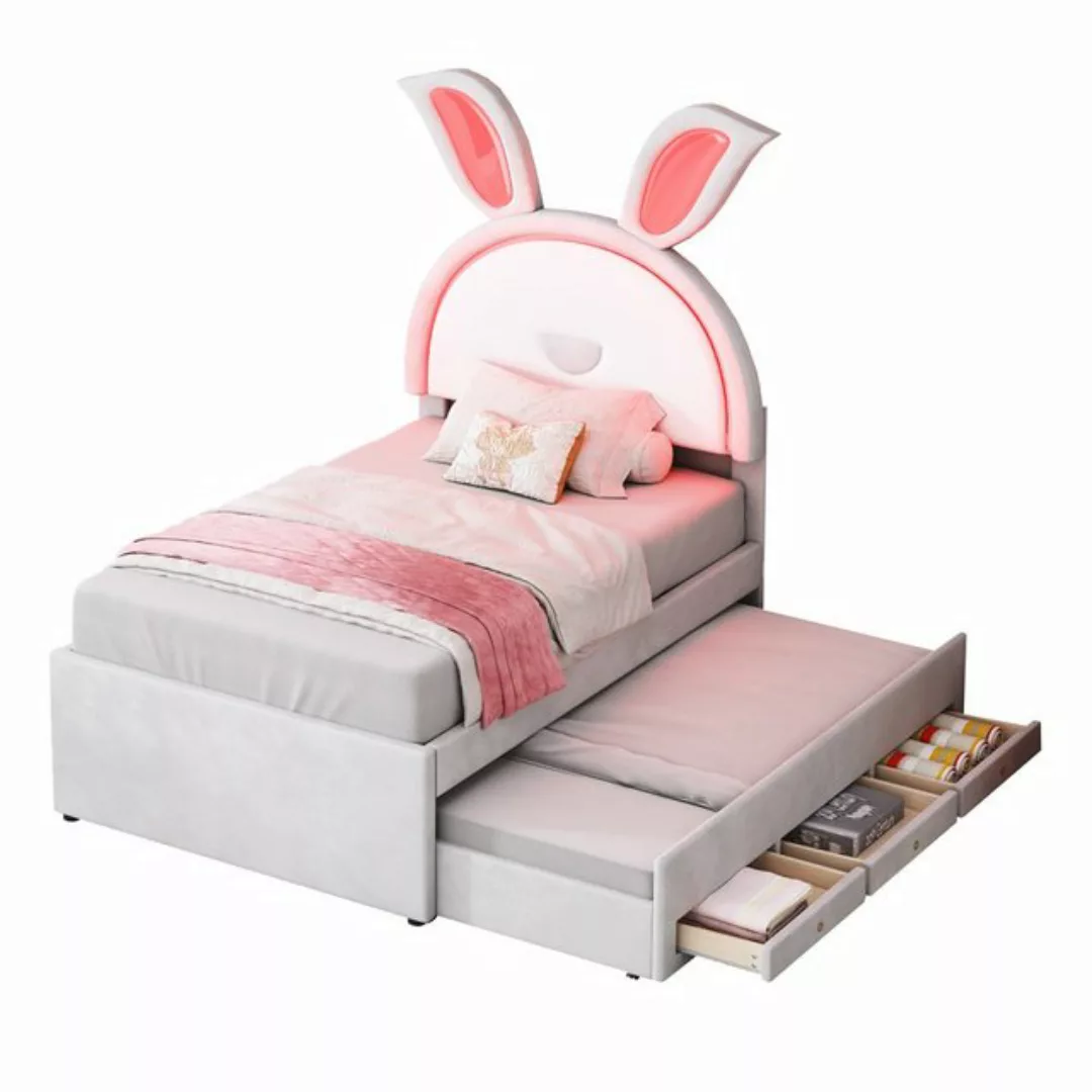 XDeer Kinderbett Kinderbett Polsterbett 90 x 200 cm,Samtstoff, Multifunktio günstig online kaufen