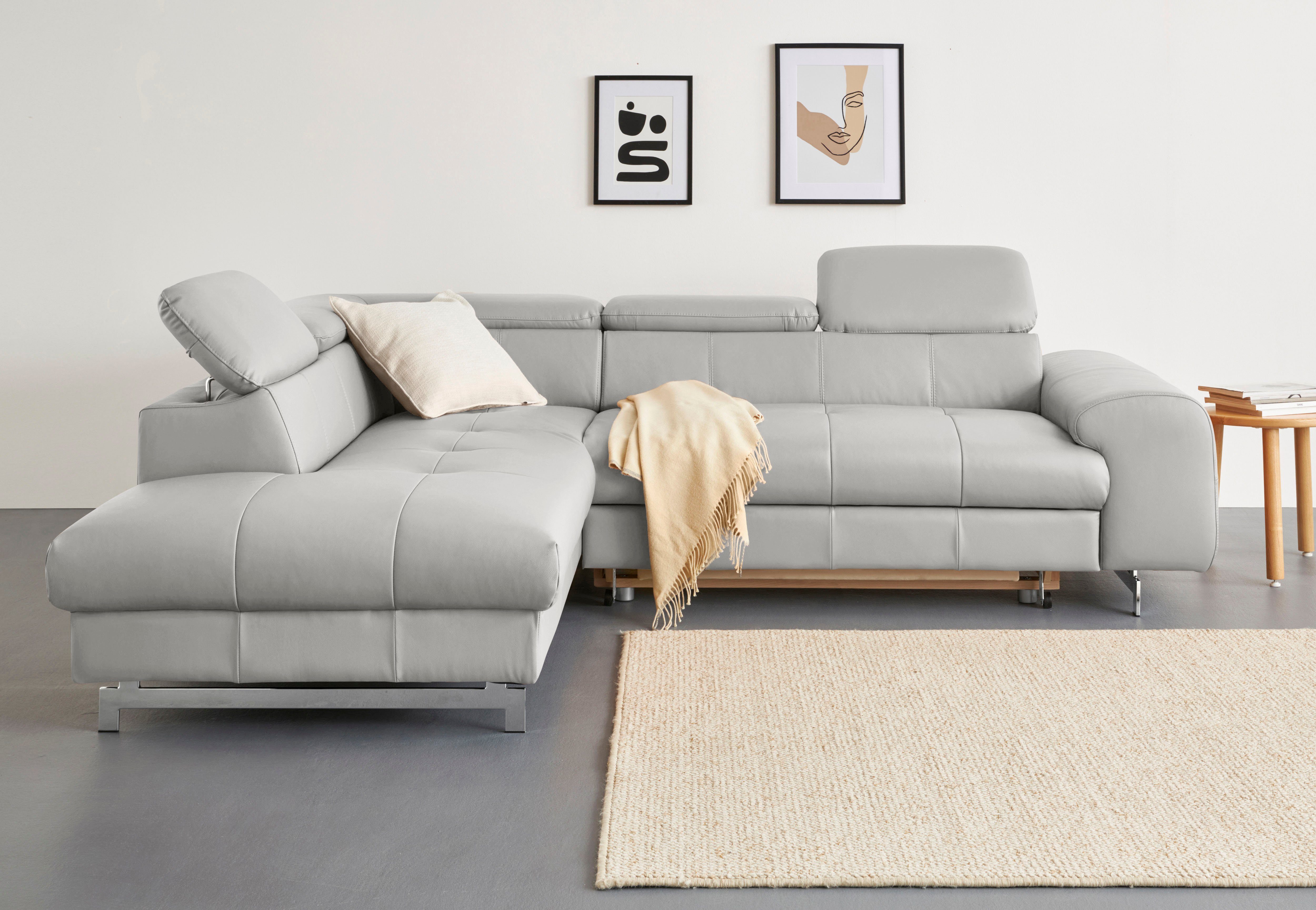 COTTA Ecksofa "Chef L-Form", mit Kopfteilverstellung, edle Metallkufen, wah günstig online kaufen