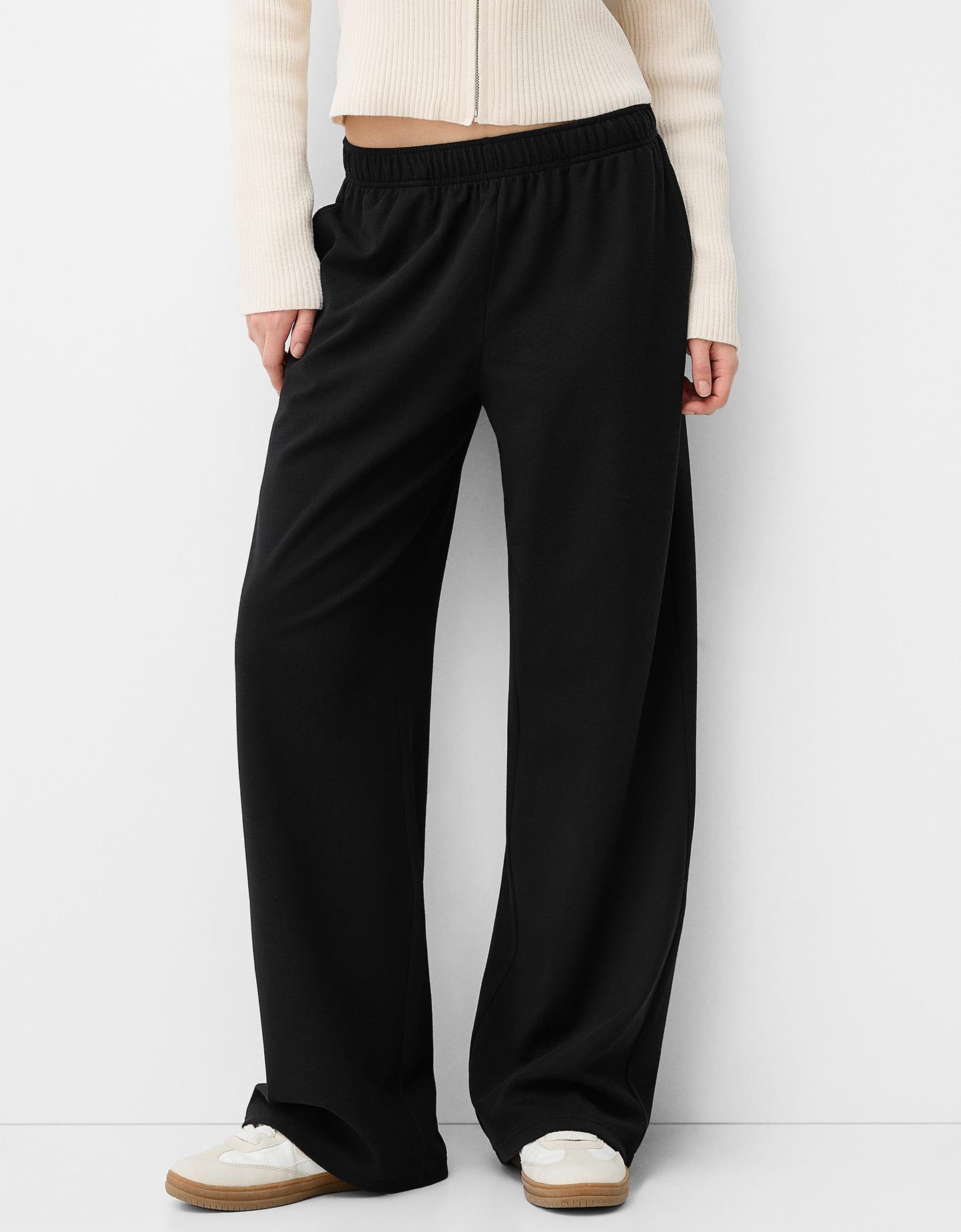 Bershka Gerade Hose Damen S Schwarz günstig online kaufen