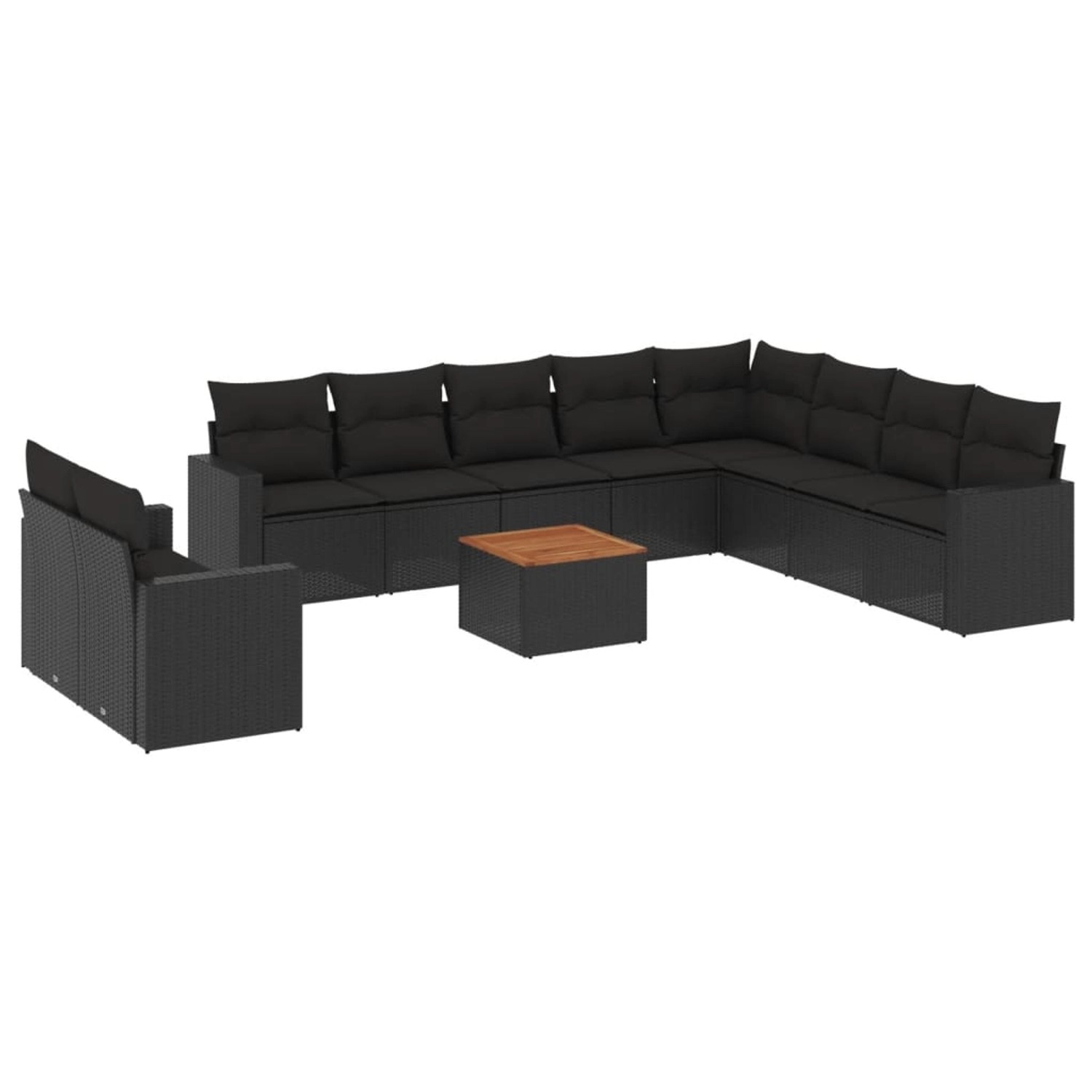 vidaXL 11-tlg Garten-Sofagarnitur mit Kissen Schwarz Poly Rattan Modell 43 günstig online kaufen