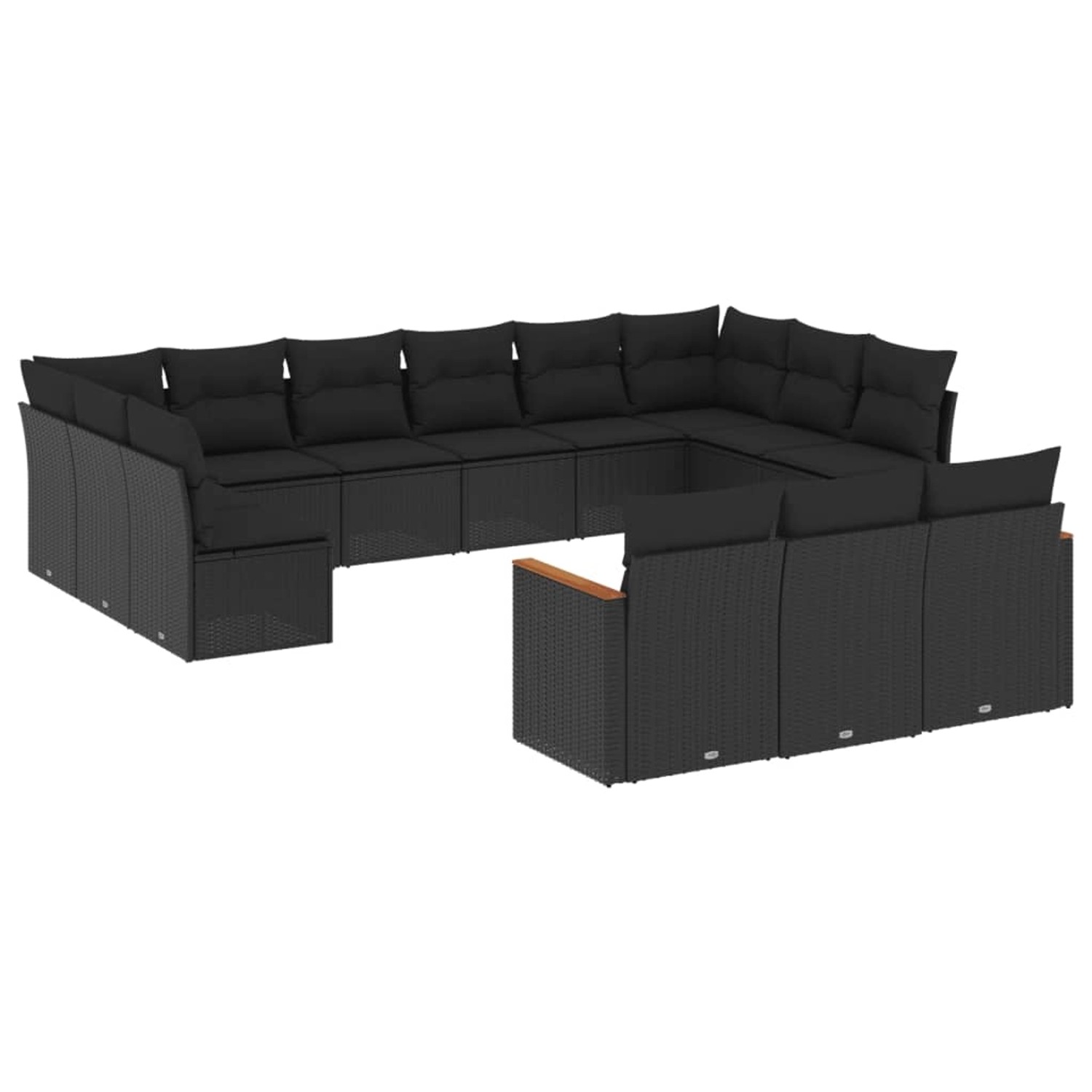 vidaXL 13-Tlg Garten-Sofagarnitur mit Kissen Schwarz Poly Rattan 3226454 günstig online kaufen