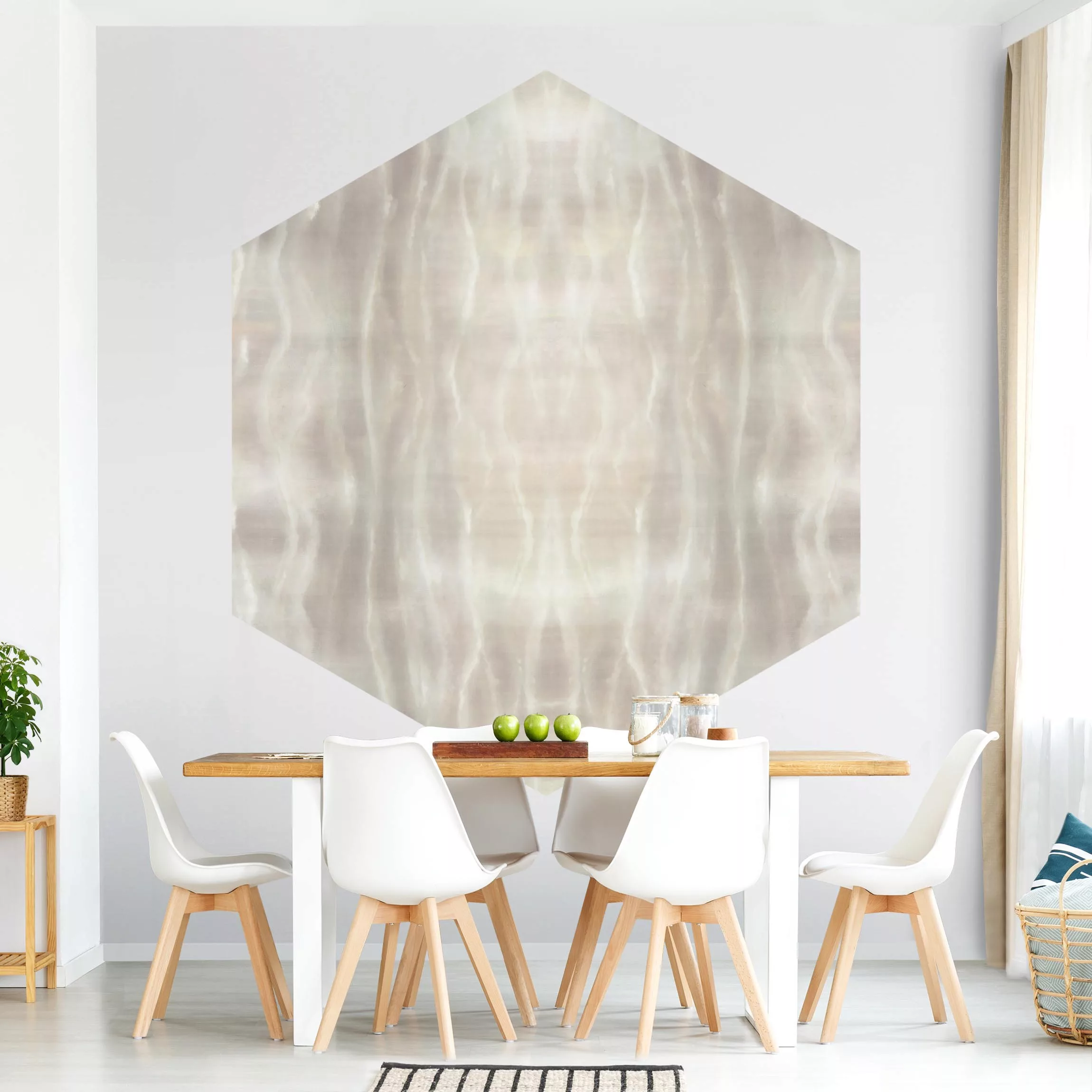 Hexagon Tapete selbstklebend Leuchtende Wellen günstig online kaufen