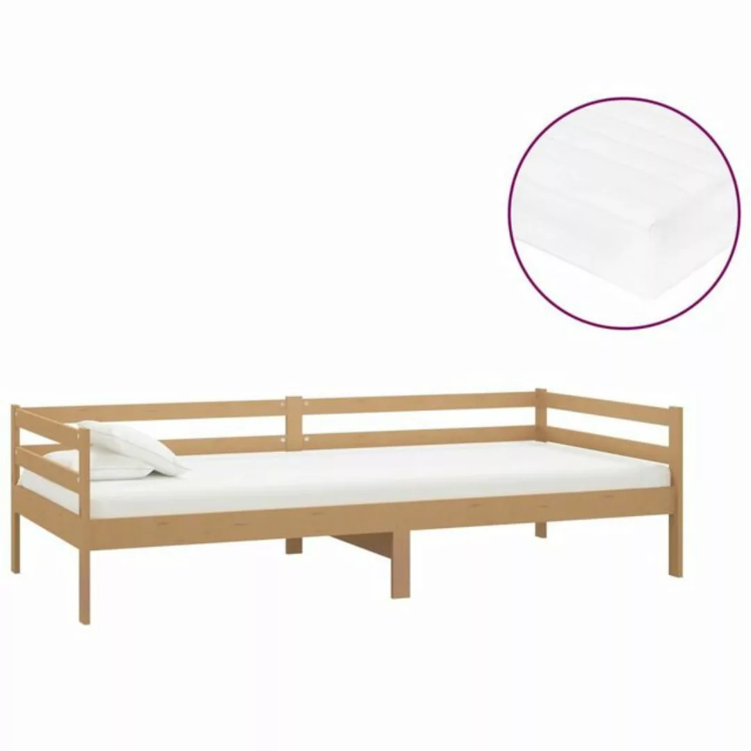 furnicato Bett Tagesbett mit Matratze 90x200 cm Honigbraun Massivholz Kiefe günstig online kaufen