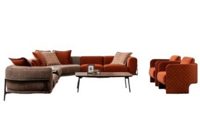 JVmoebel Ecksofa Modernes Ecksofa L-Form Couch Stoffsofas Edelstahl Wohnzim günstig online kaufen