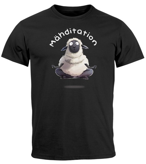 MoonWorks Print-Shirt Herren T-Shirt Mähditation Meditation Yoga Schaf Wort günstig online kaufen