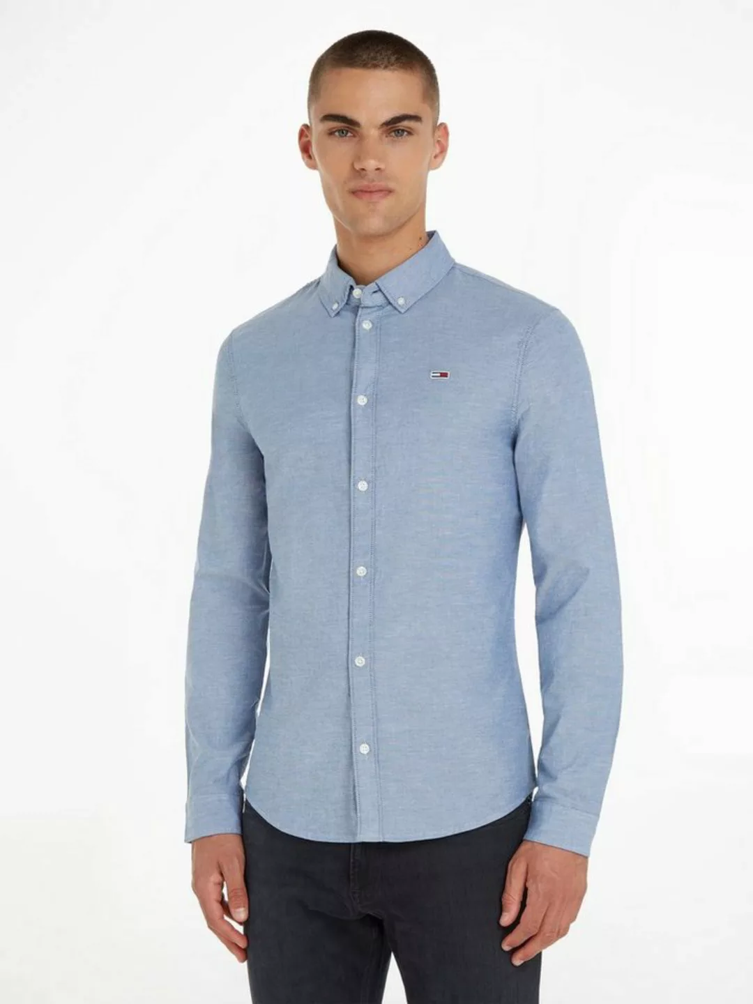 Tommy Jeans Langarmhemd TJM Slim Stretch Oxford Shirt mit Flaglabel auf der günstig online kaufen