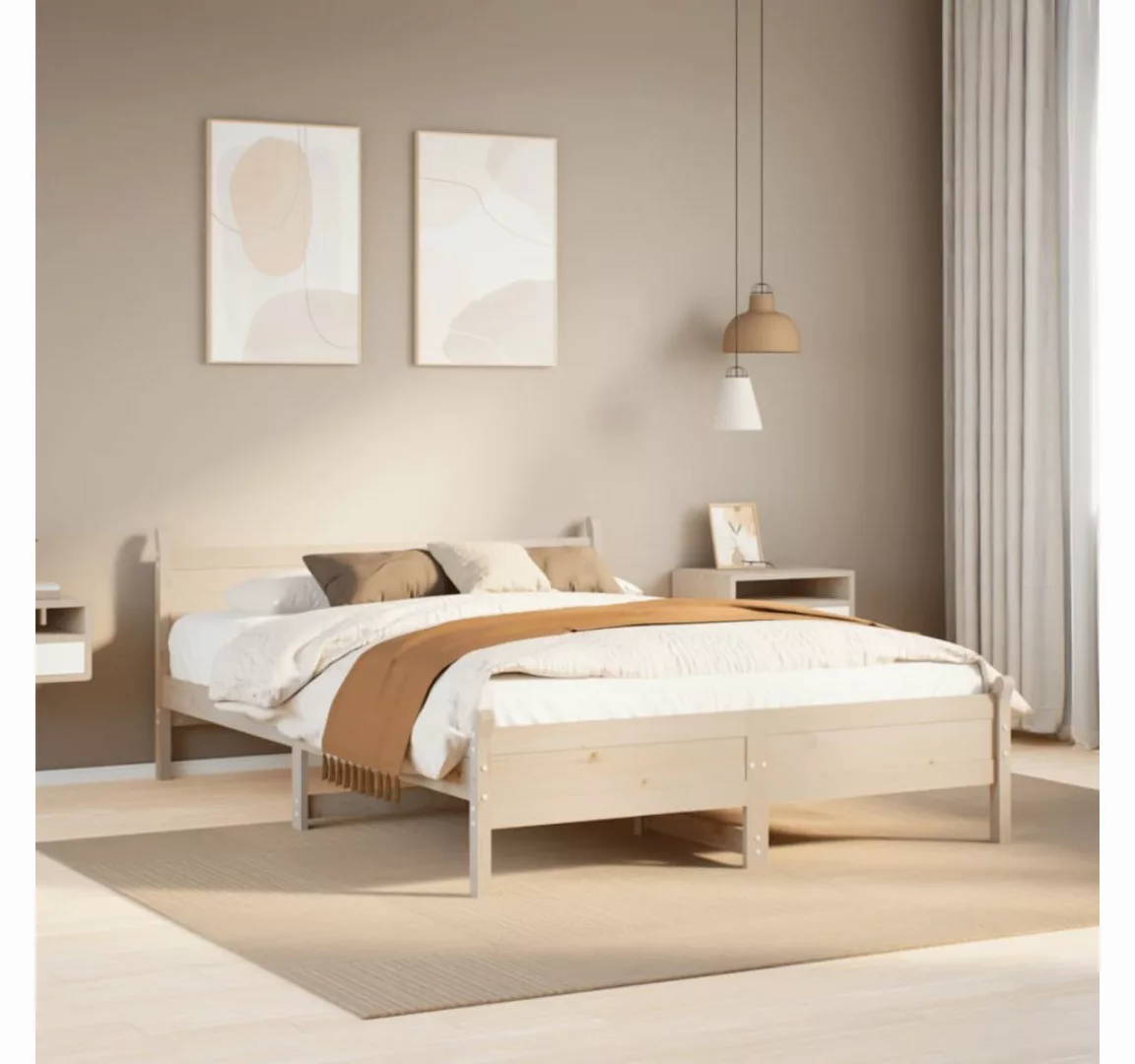 vidaXL Bett, Massivholzbett ohne Matratze 140x200 cm Kiefernholz günstig online kaufen