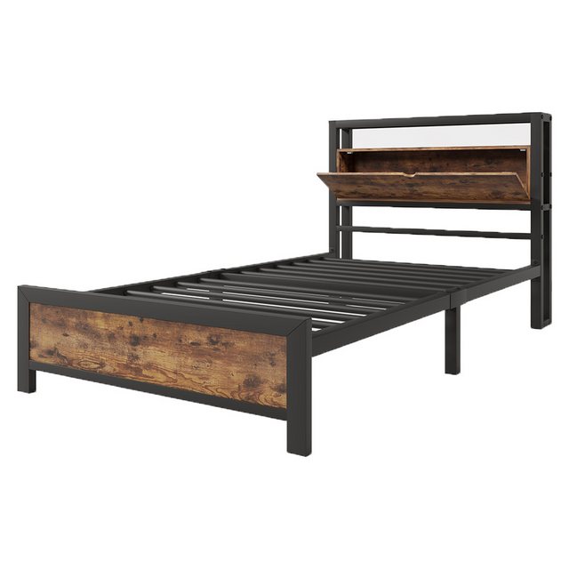 Veepeak Einzelbett Einzelbett, Metall Flacher Nudelrahmen, schwarz (90x200c günstig online kaufen