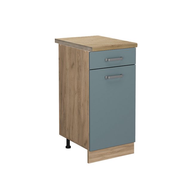 Vicco Unterschrank R-Line, Blau-Grau/Goldkraft Eiche, 40 cm, AP Eiche günstig online kaufen