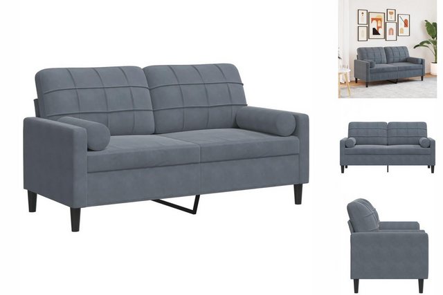 vidaXL Sofa 2-Sitzer-Sofa mit Zierkissen Dunkelgrau 140 cm Samt günstig online kaufen