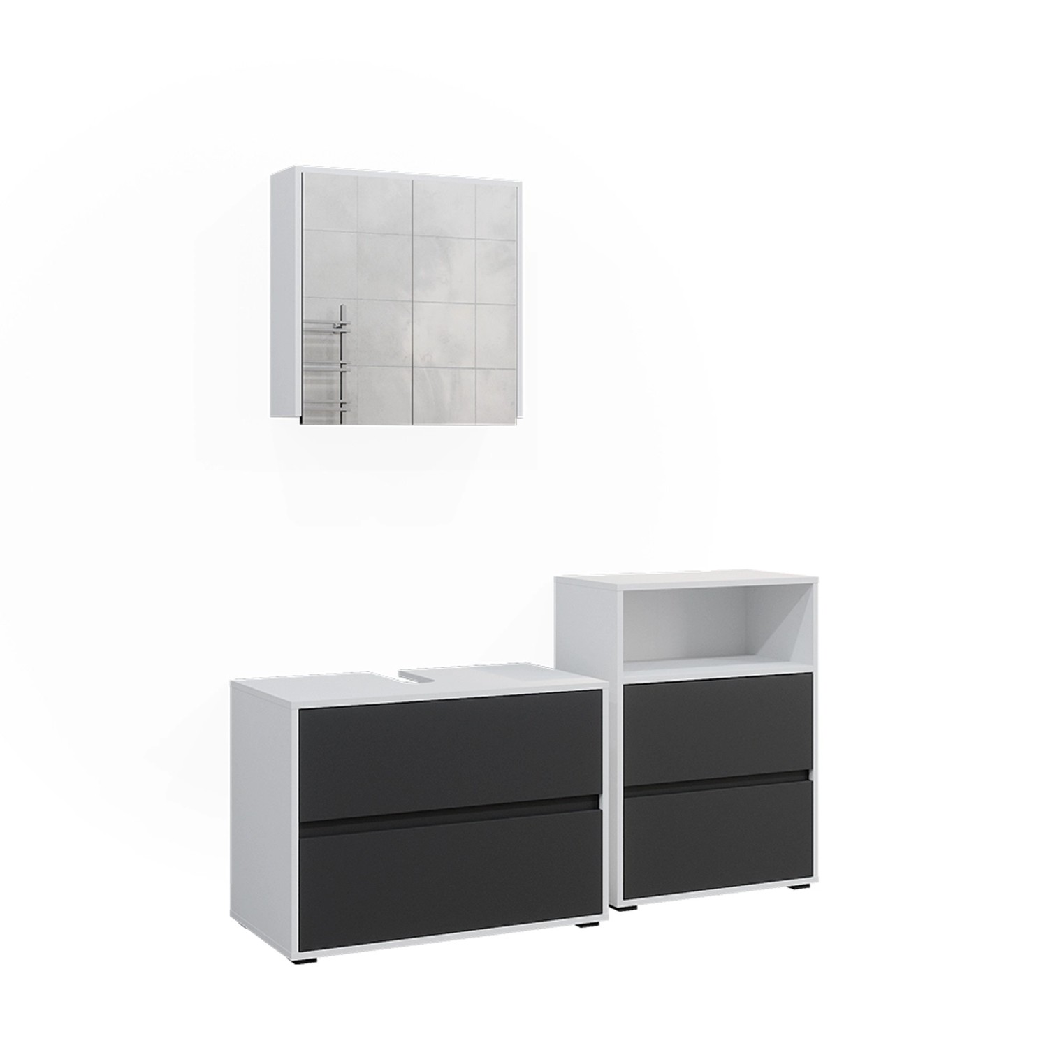 Vicco Badezimmer-Set Maltin Weiß/Anthrazit 3 Teile günstig online kaufen