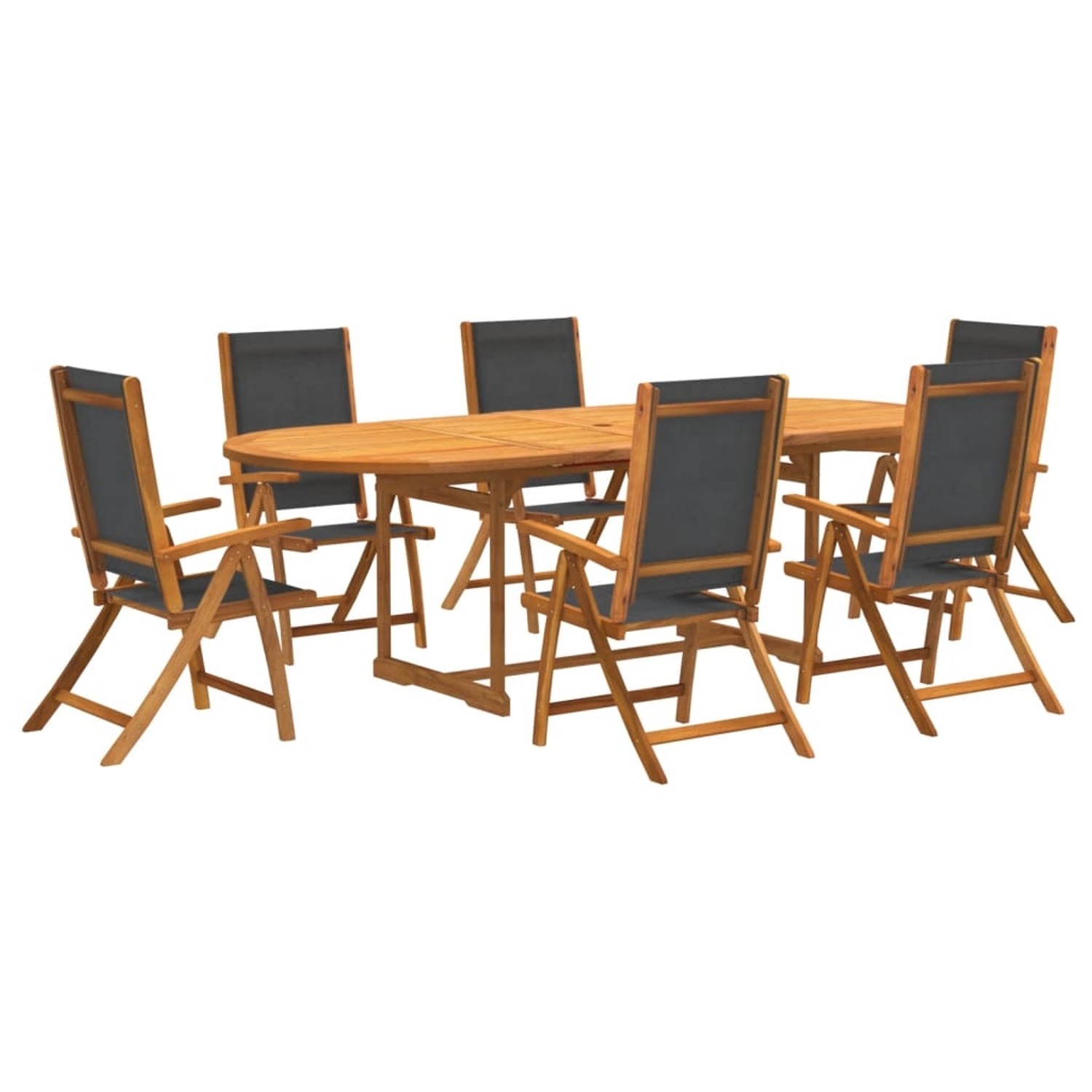 vidaXL 7-Tlg Garten-Essgruppe Massivholz Akazie und Textilene 3279262 günstig online kaufen