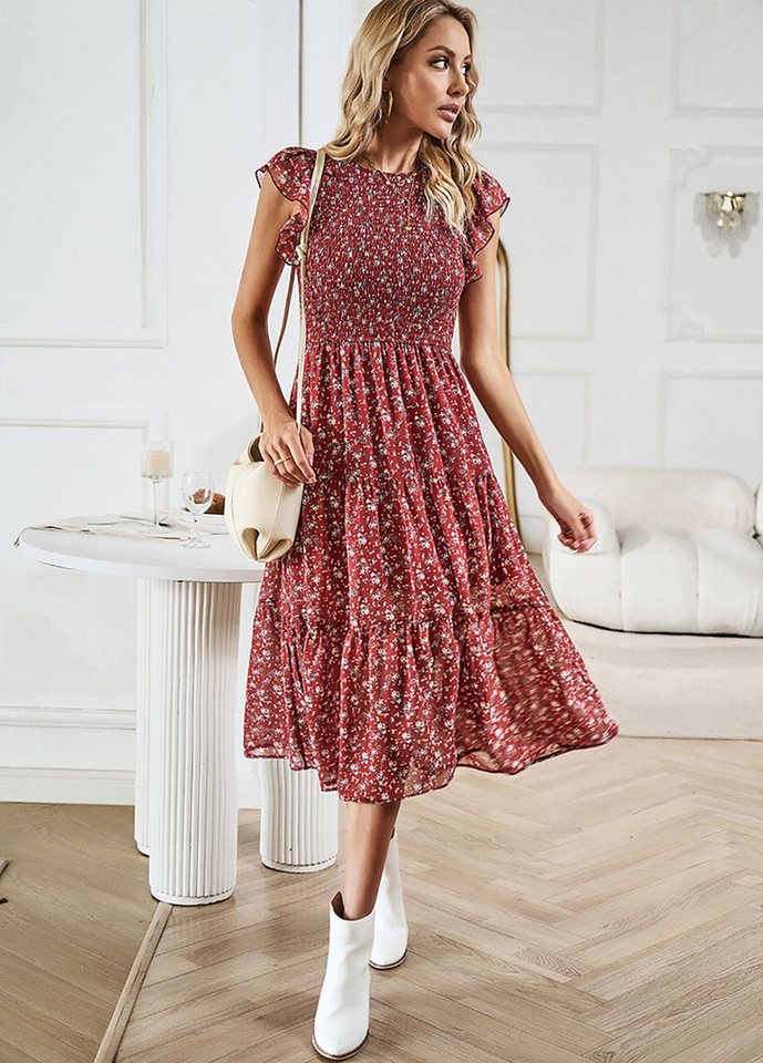 DEBAIJIA Dirndl Sommerkleid Damen Frauen Bedruckter Kleid Lässiger Elegant günstig online kaufen