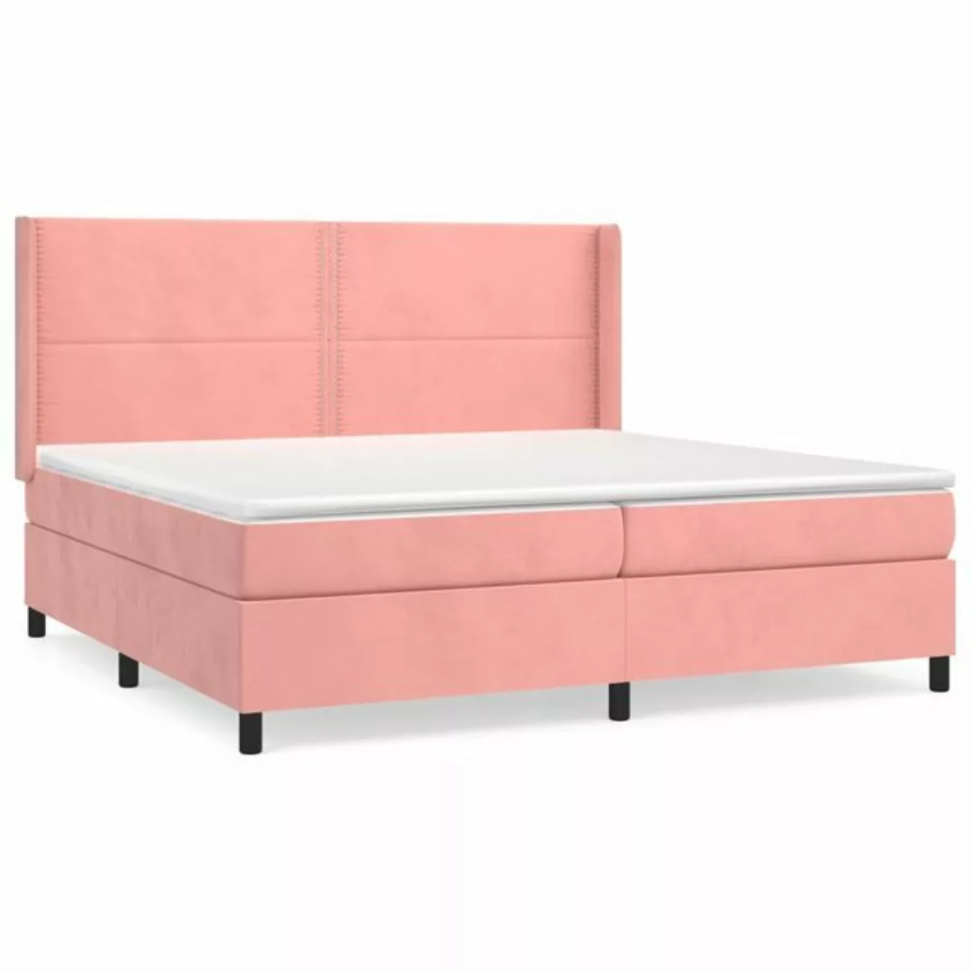 vidaXL Boxspringbett Boxspringbett mit Matratze Rosa 200x200 cm Samt Bett B günstig online kaufen