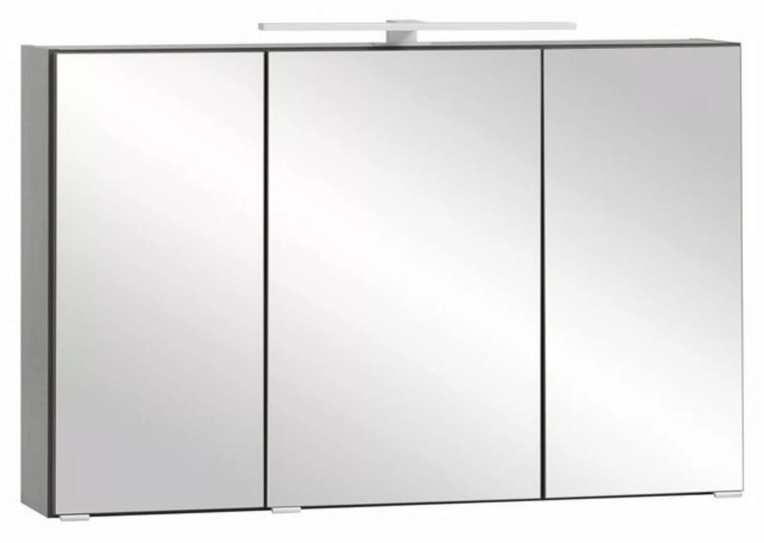 möbelando Badezimmerspiegelschrank in matt grau mit 3 Türen und 6 Einlegebö günstig online kaufen