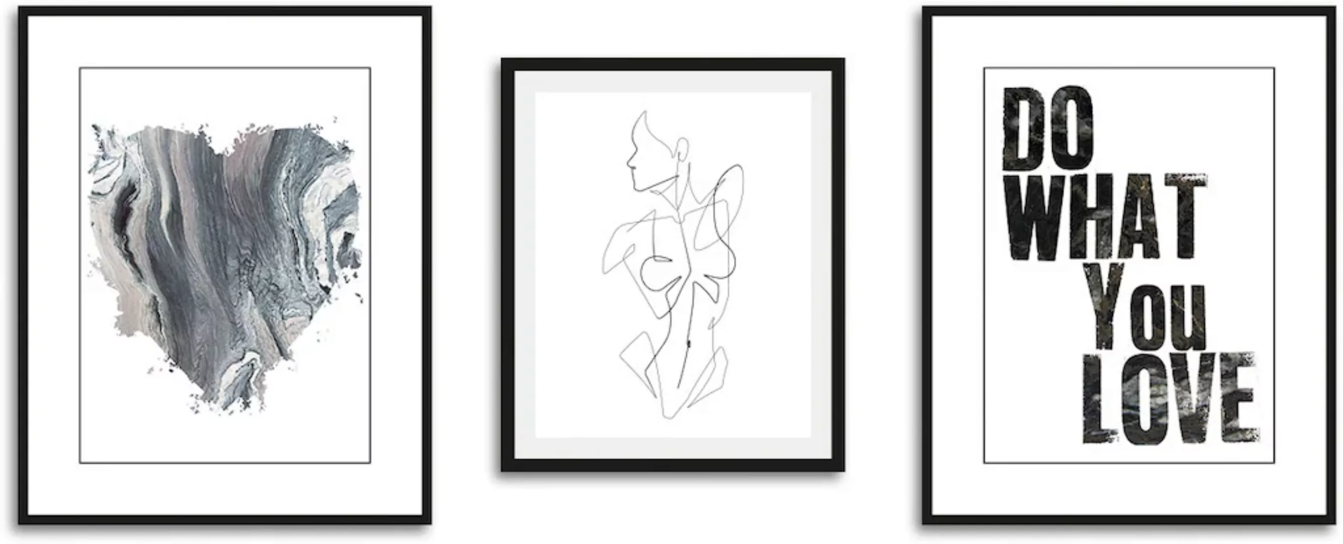 queence Bild "Love", Abstrakt, (3 St.), gerahmt günstig online kaufen