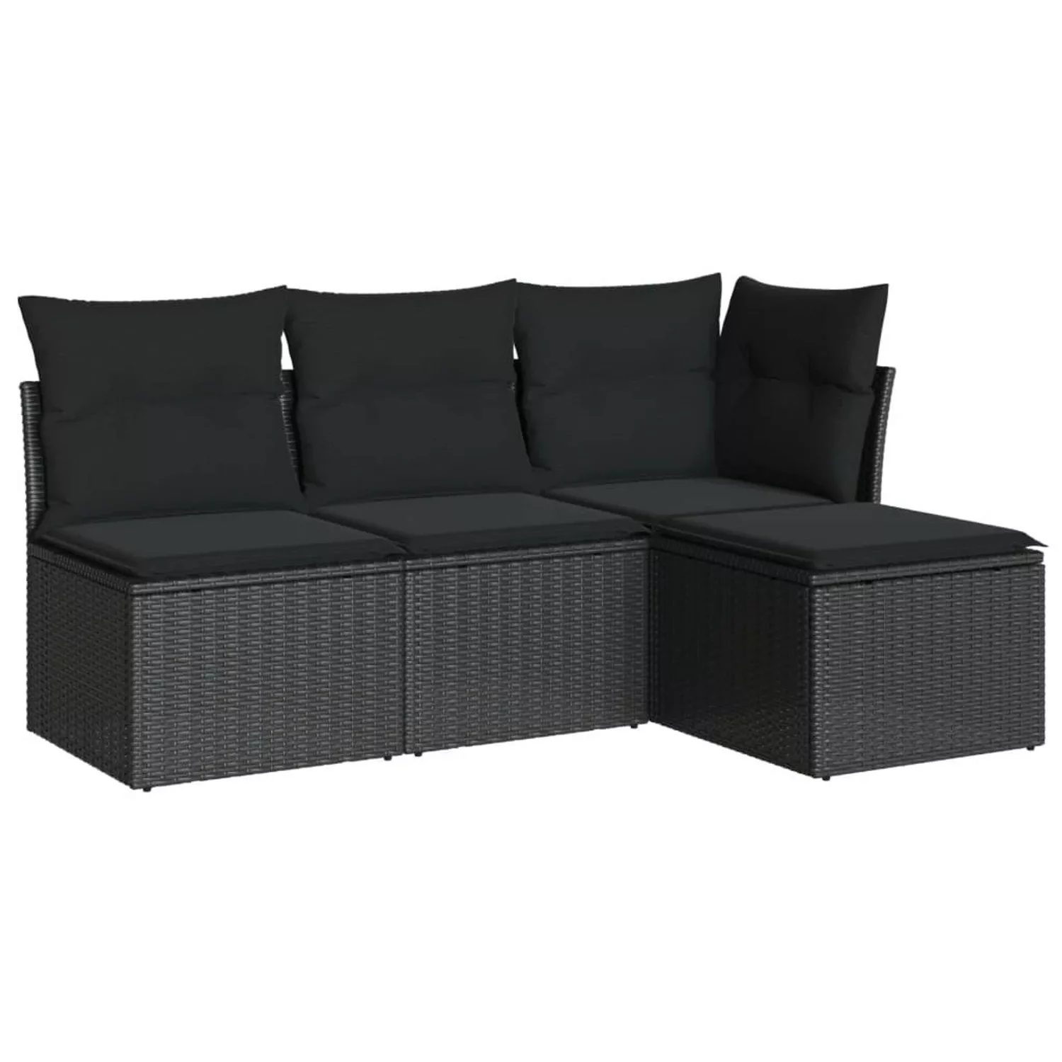 vidaXL 4-tlg Garten-Sofagarnitur mit Kissen Schwarz Poly Rattan Modell 23 günstig online kaufen