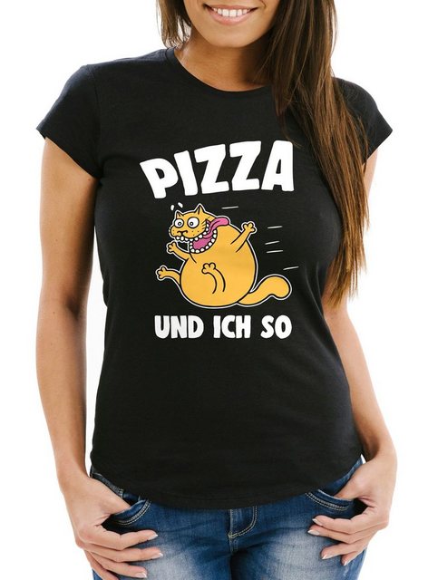 MoonWorks Print-Shirt Lustiges Damen T-Shirt Pizza-Motiv und ich so Fun-Shi günstig online kaufen