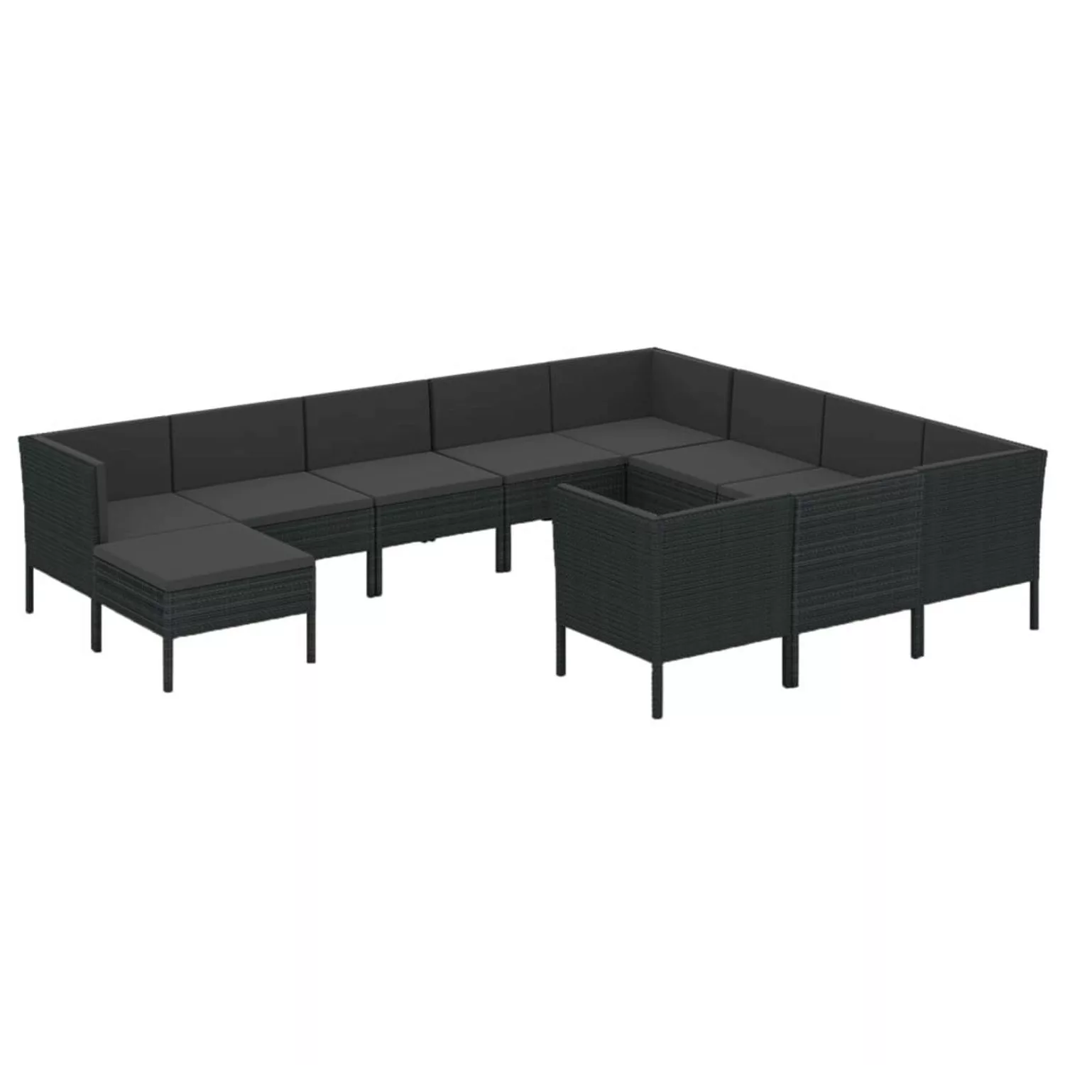 11-tlg. Garten-lounge-set Mit Auflagen Poly Rattan Schwarz günstig online kaufen