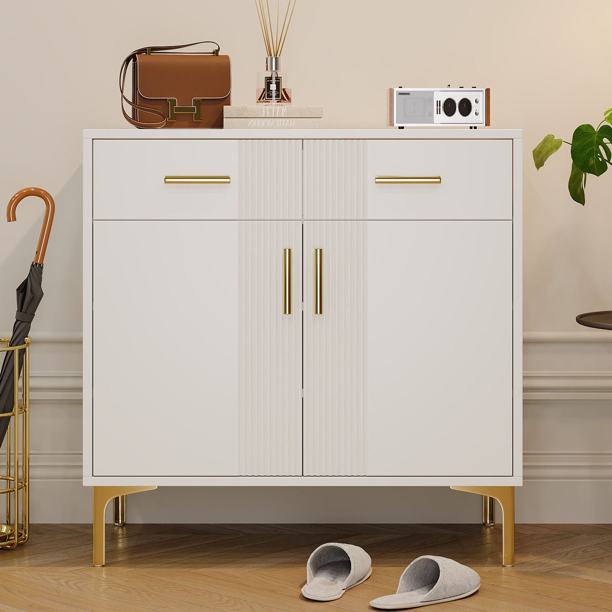 STILVORA Sideboard wohnzimmer 80×35cm Buffetschrank weiß,Küchenschrank günstig online kaufen