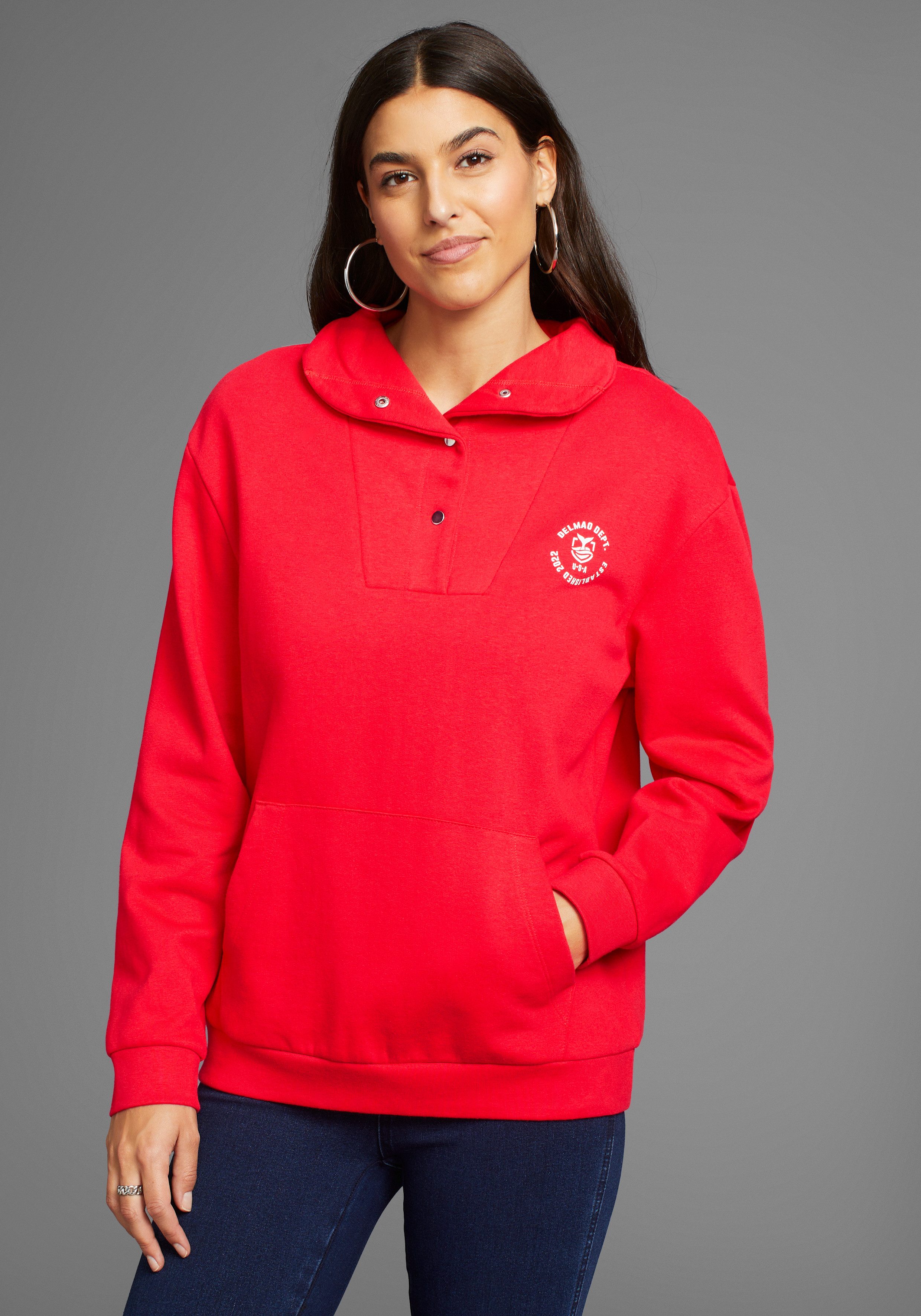 DELMAO Sweatshirt mit Troyer Kragen - günstig online kaufen