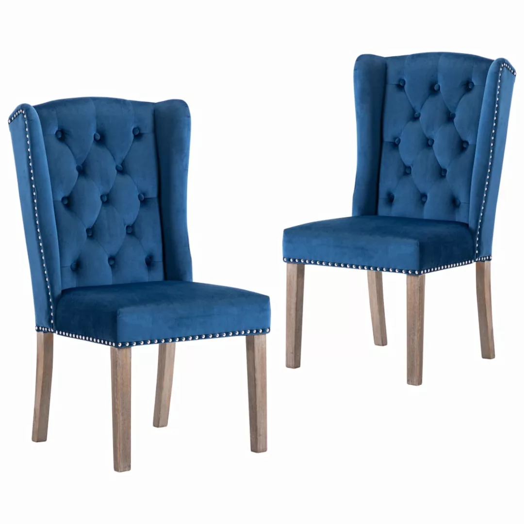 Esszimmerstühle 2 Stk. Blau Samt günstig online kaufen