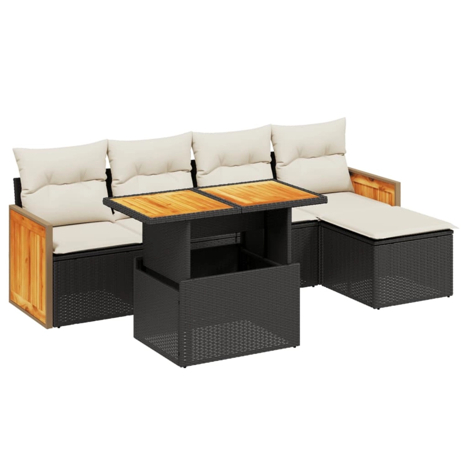 vidaXL 6-Tlg Garten-Sofagarnitur mit Kissen Schwarz Poly Rattan 3273933 günstig online kaufen