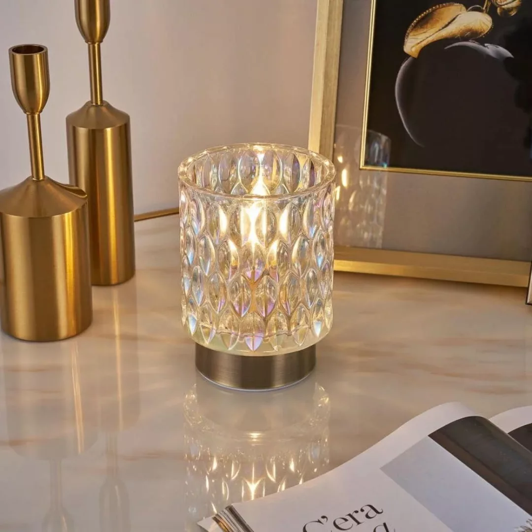 LED Tischleuchte Clear Glamour in Dichroic und Messing-gebürstet 0,4W 15lm günstig online kaufen