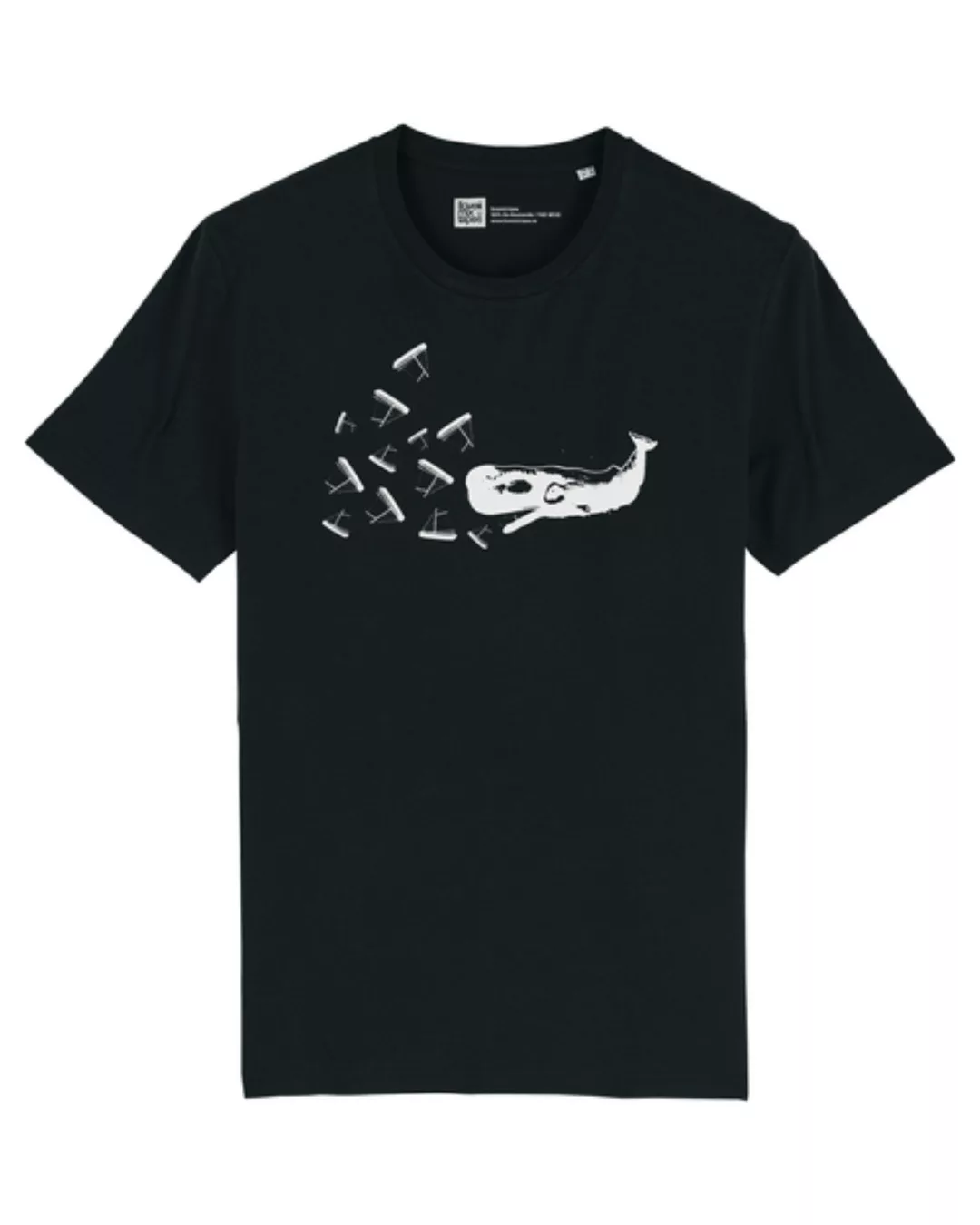 Bio Faires Herren T-shirt "Whale Vs. Ships Old School" Schwarz günstig online kaufen