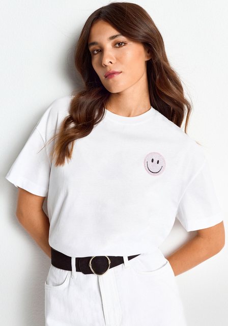 Rich & Royal T-Shirt Smiley mit Glitzersteinen günstig online kaufen