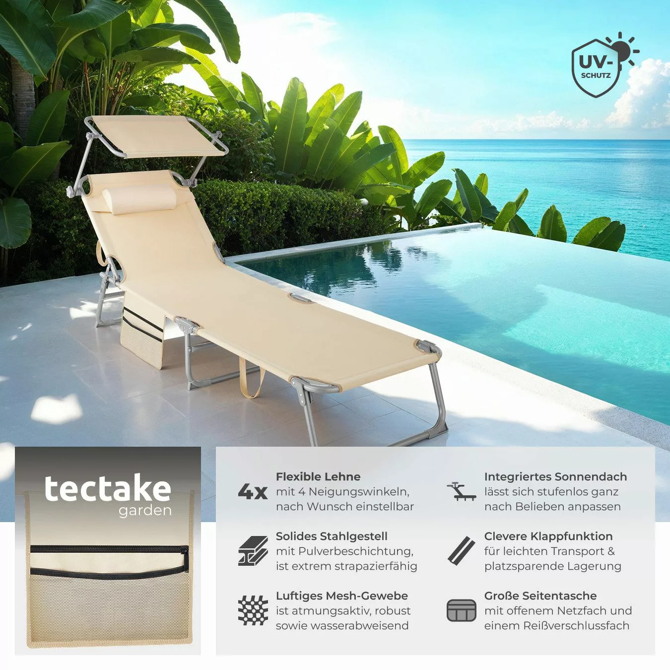 tectake Gartenliege Sonnenliege, 1 St., Äußerst günstig online kaufen