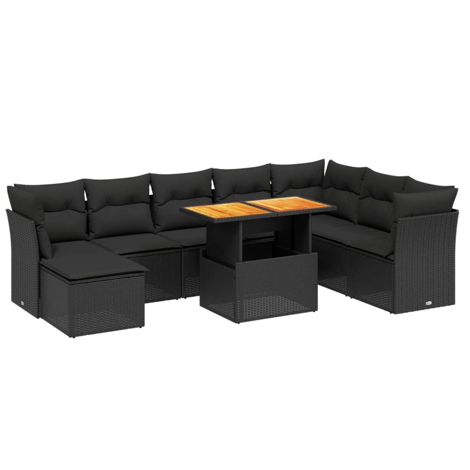 vidaXL 9-Tlg Garten-Sofagarnitur mit Kissen Schwarz Poly Rattan 3270971 günstig online kaufen