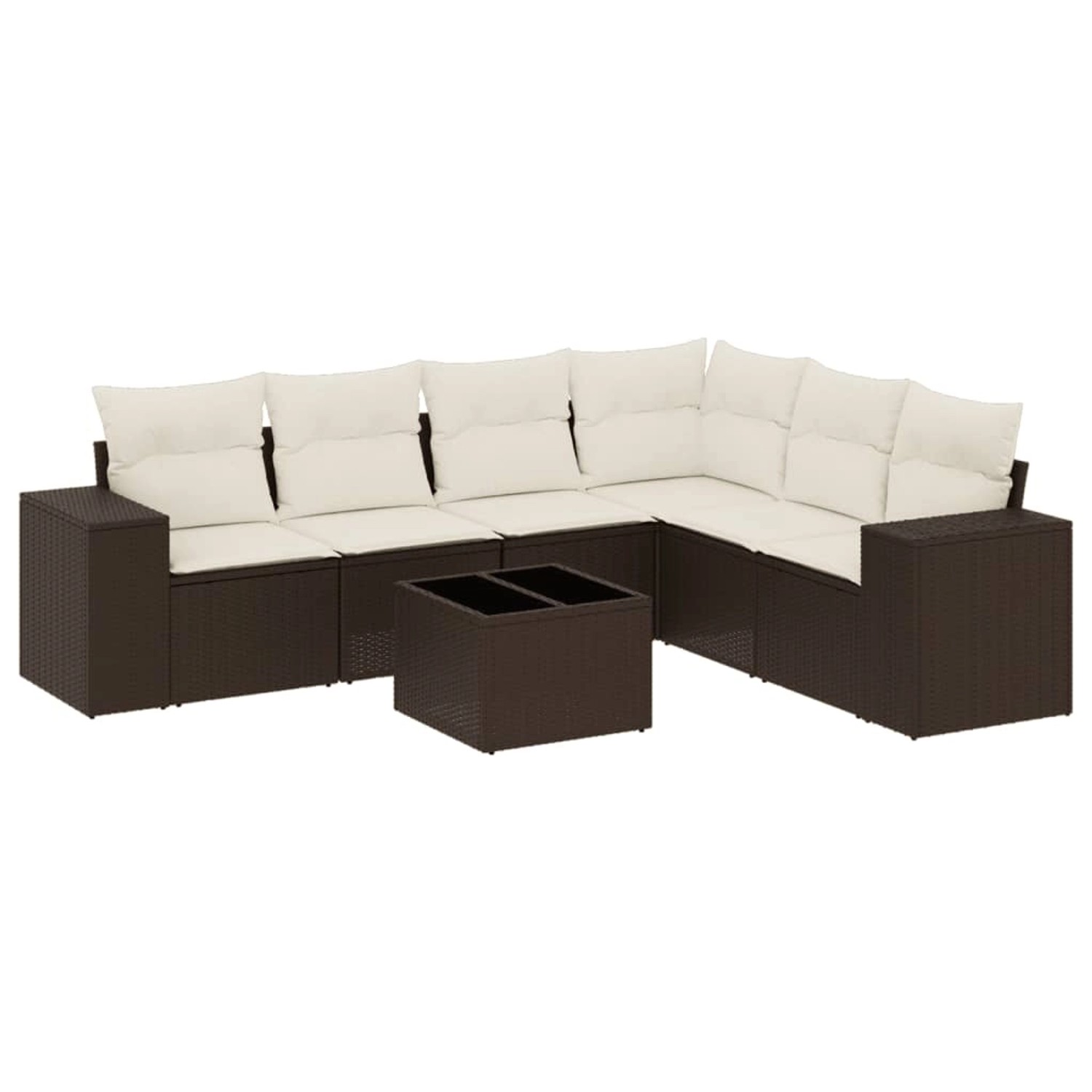 vidaXL 7-Tlg Garten-Sofagarnitur mit Kissen Braun Poly Rattan 3254960 günstig online kaufen