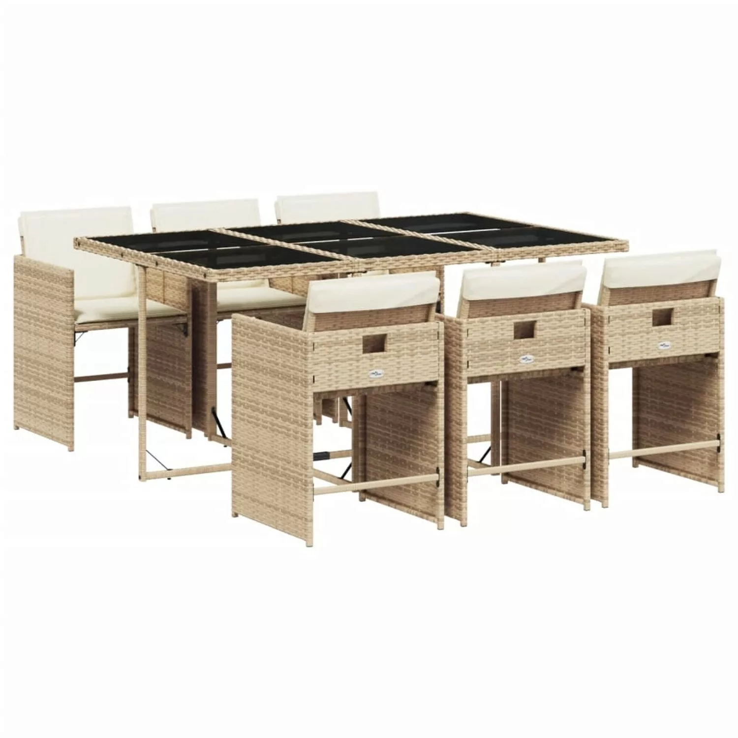 vidaXL 7-tlg Garten-Essgruppe mit Kissen Beige Poly Rattan Modell 43 günstig online kaufen