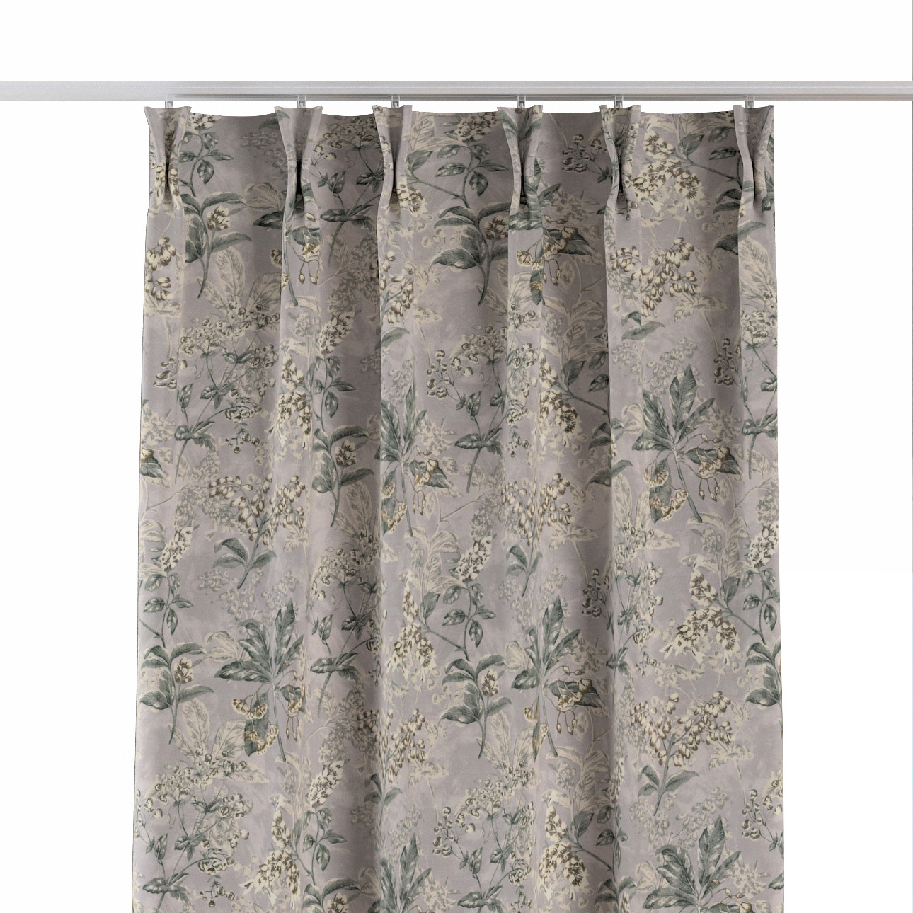 Vorhang mit flämischen 2-er Falten, beige-olivgrün-grau, Londres (143-37) günstig online kaufen