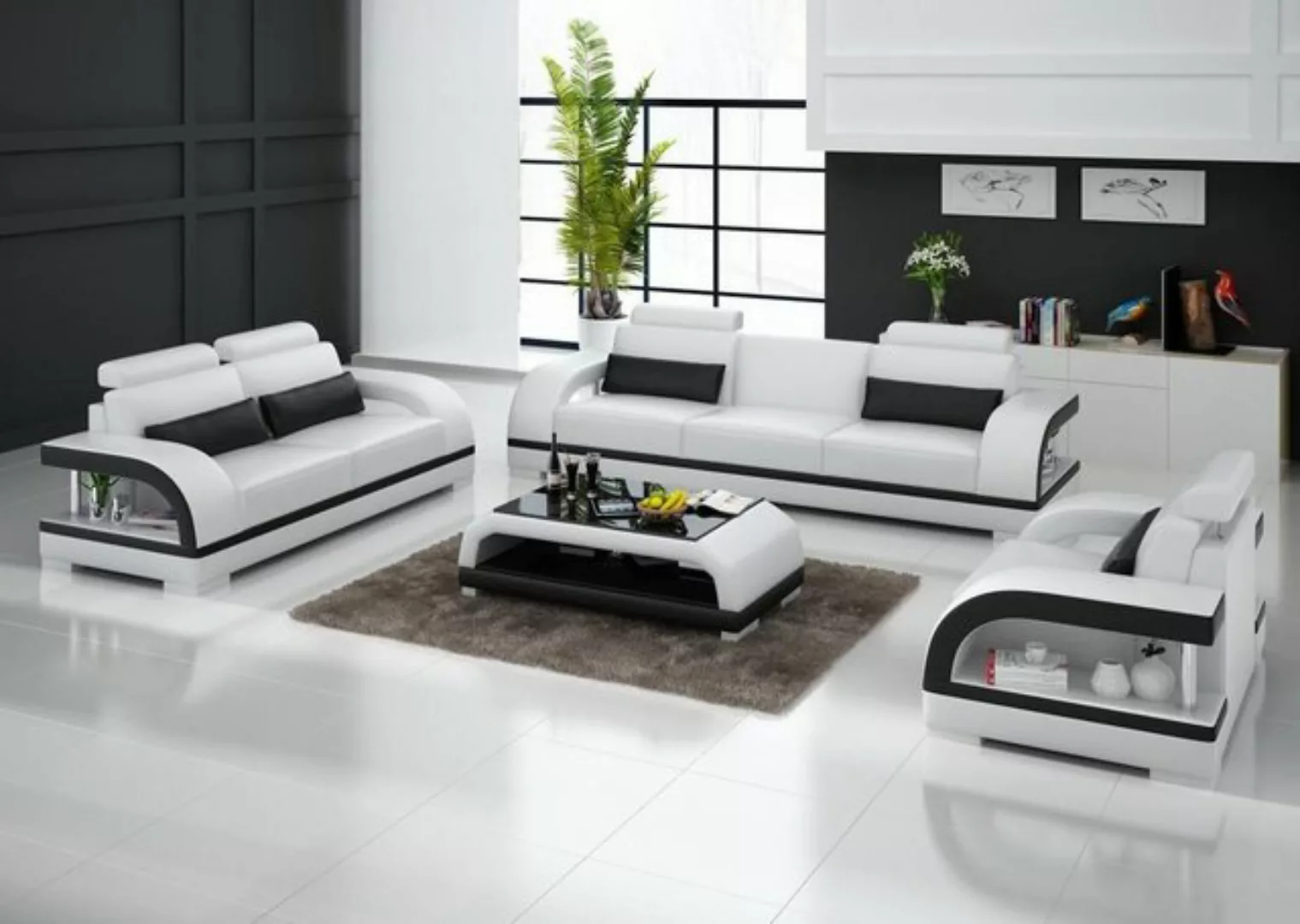 JVmoebel Sofa Moderne Weiße 3+2+1 Sogarnitur Luxus Polstermöbel Garnitur Ne günstig online kaufen